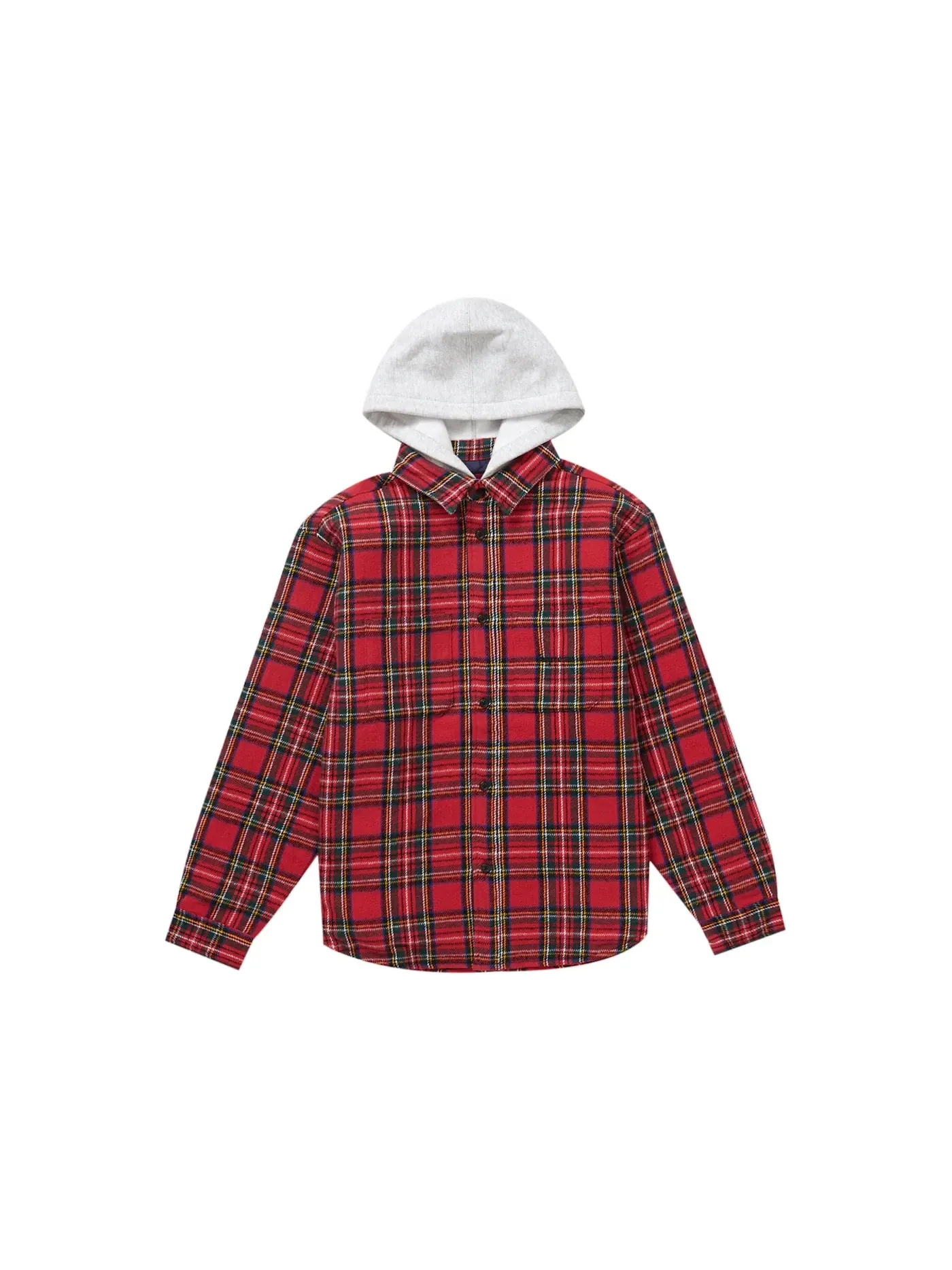 Мужская фланелевая рубашка-худи с капюшоном Supreme Tartan Flannel Hooded Shirt — изображение 1 из 2, красный