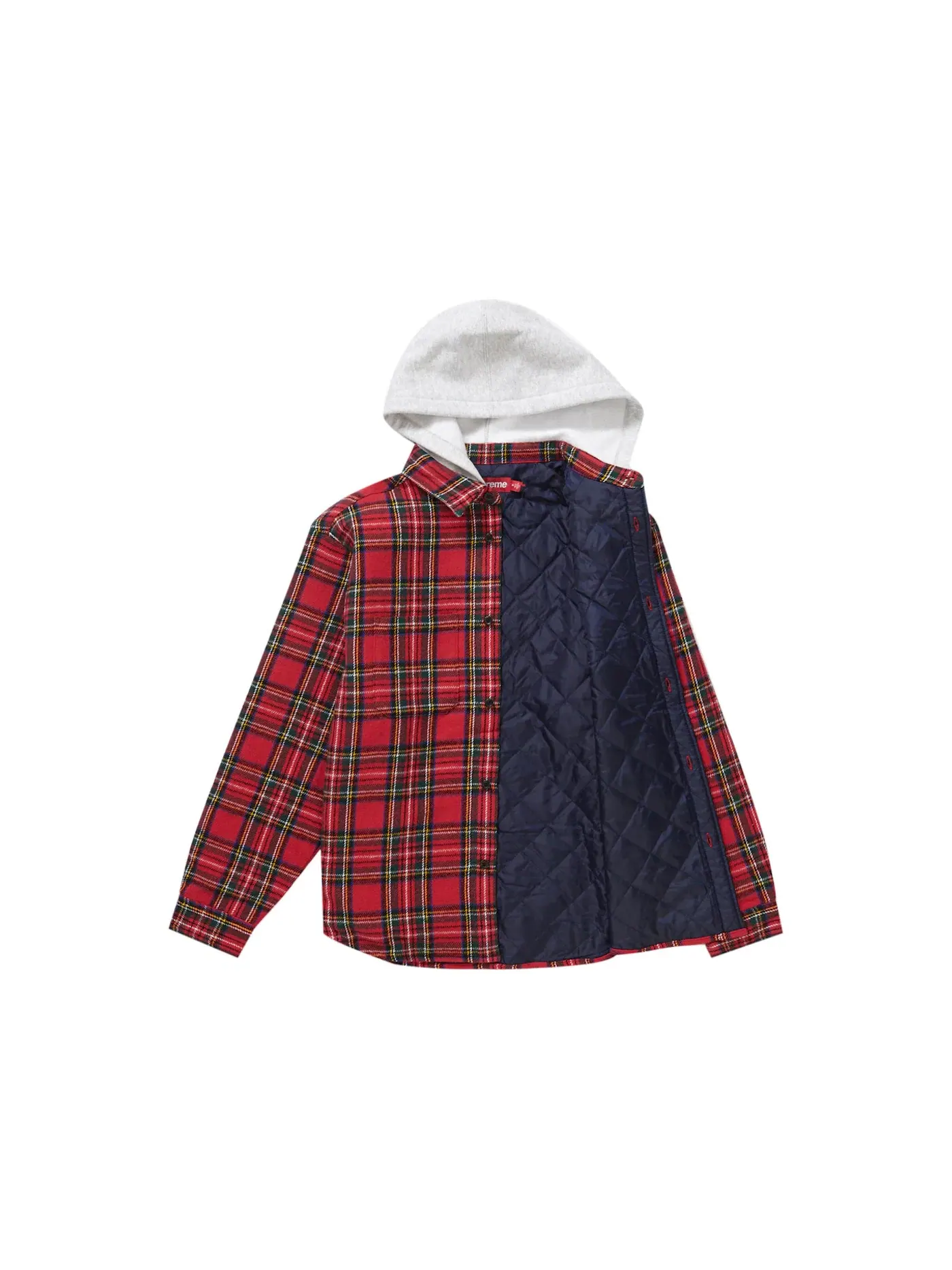 Мужская фланелевая рубашка-худи с капюшоном Supreme Tartan Flannel Hooded Shirt — изображение 2 из 2, красный