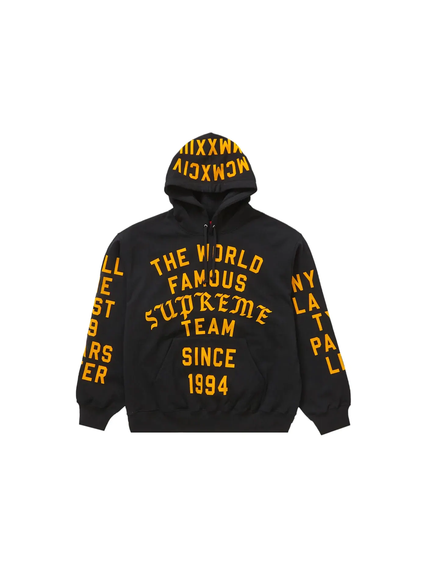 Мужской худи с принтом Supreme Team Flocked Sweatshirt — изображение 1 из 2, черный