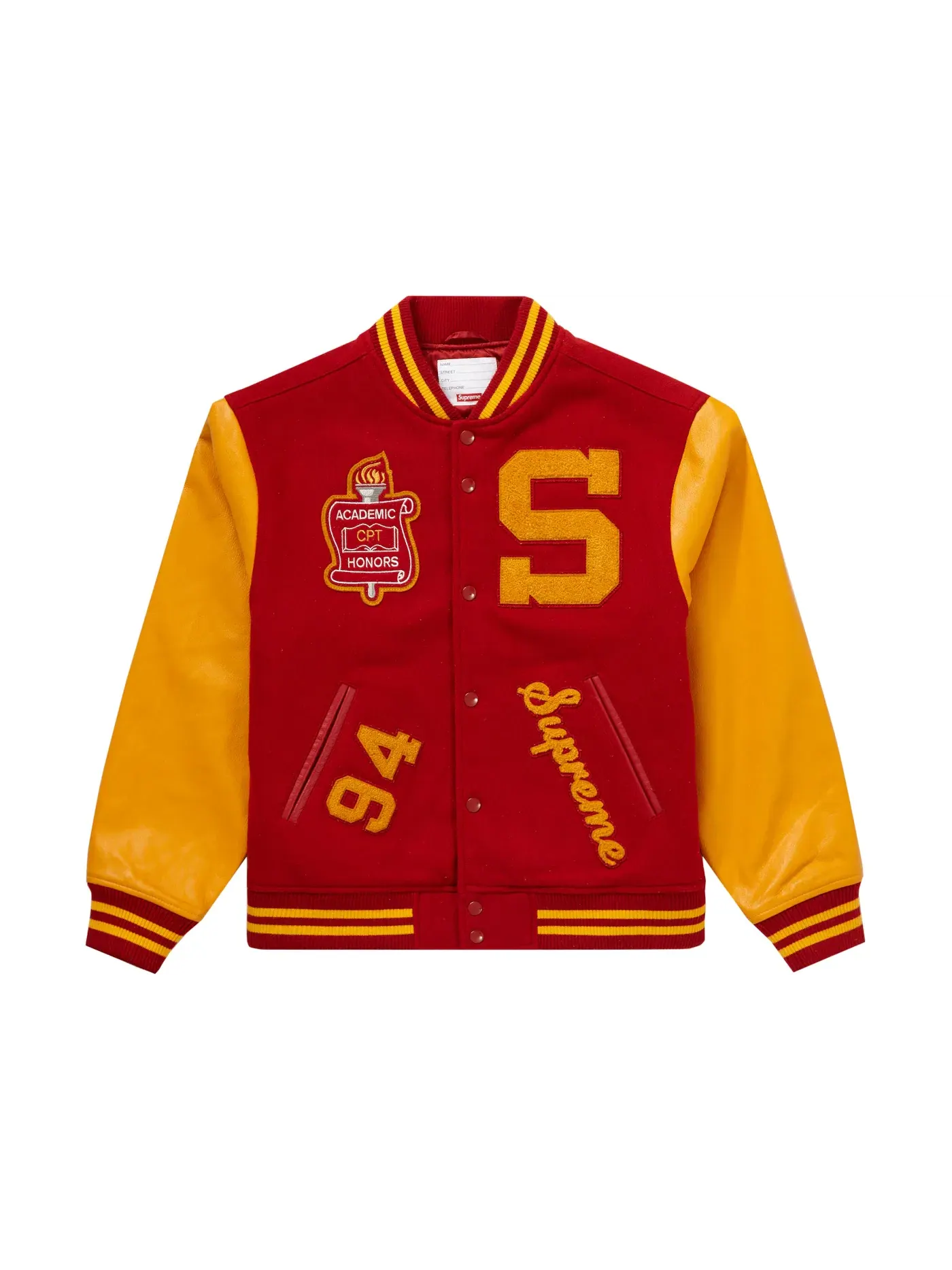 Мужская куртка-бомбер с принтом Supreme Team Varsity Jacket — изображение 1 из 3, красный