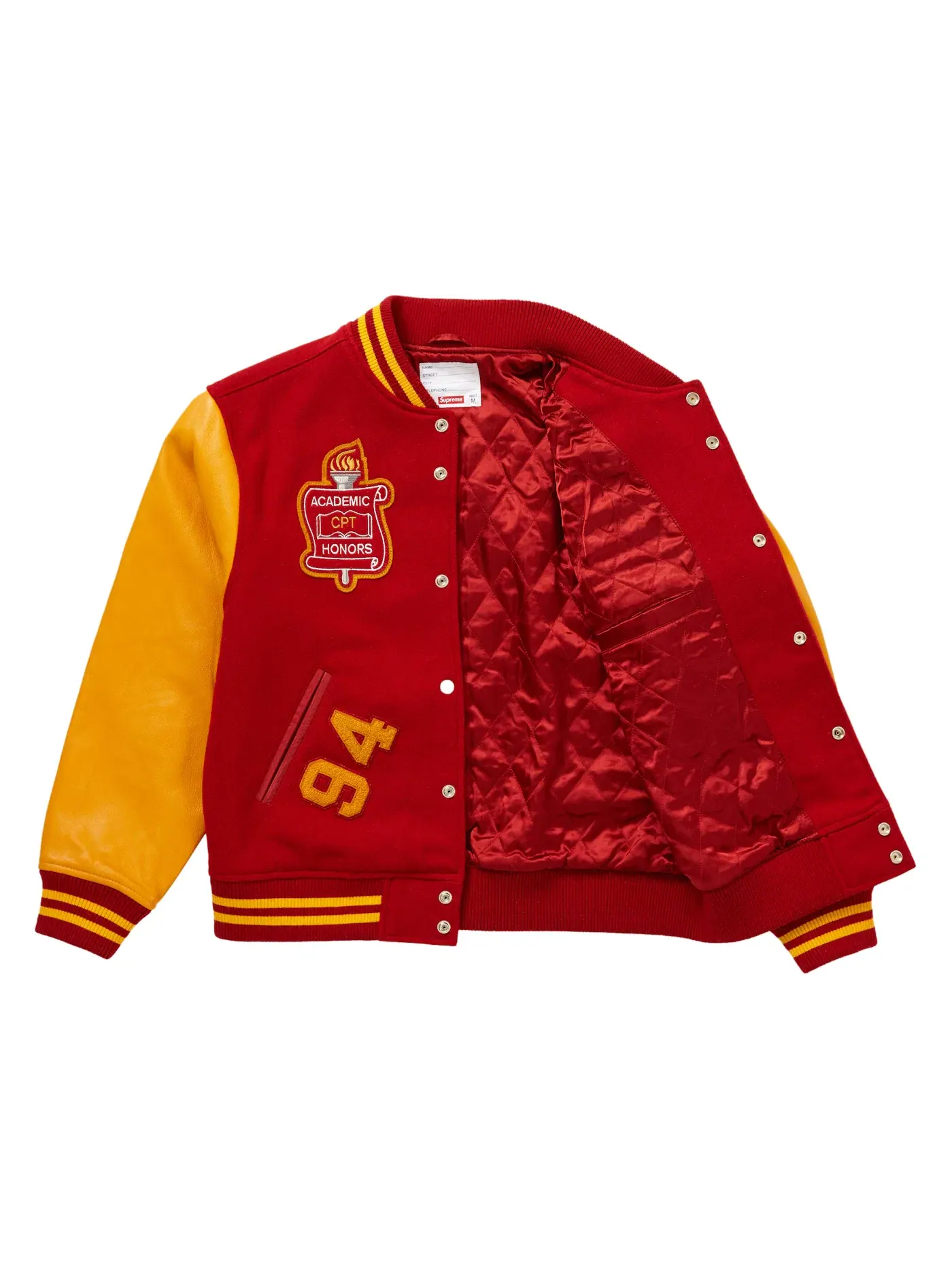 Мужская куртка-бомбер с принтом Supreme Team Varsity Jacket — изображение 2 из 3, красный