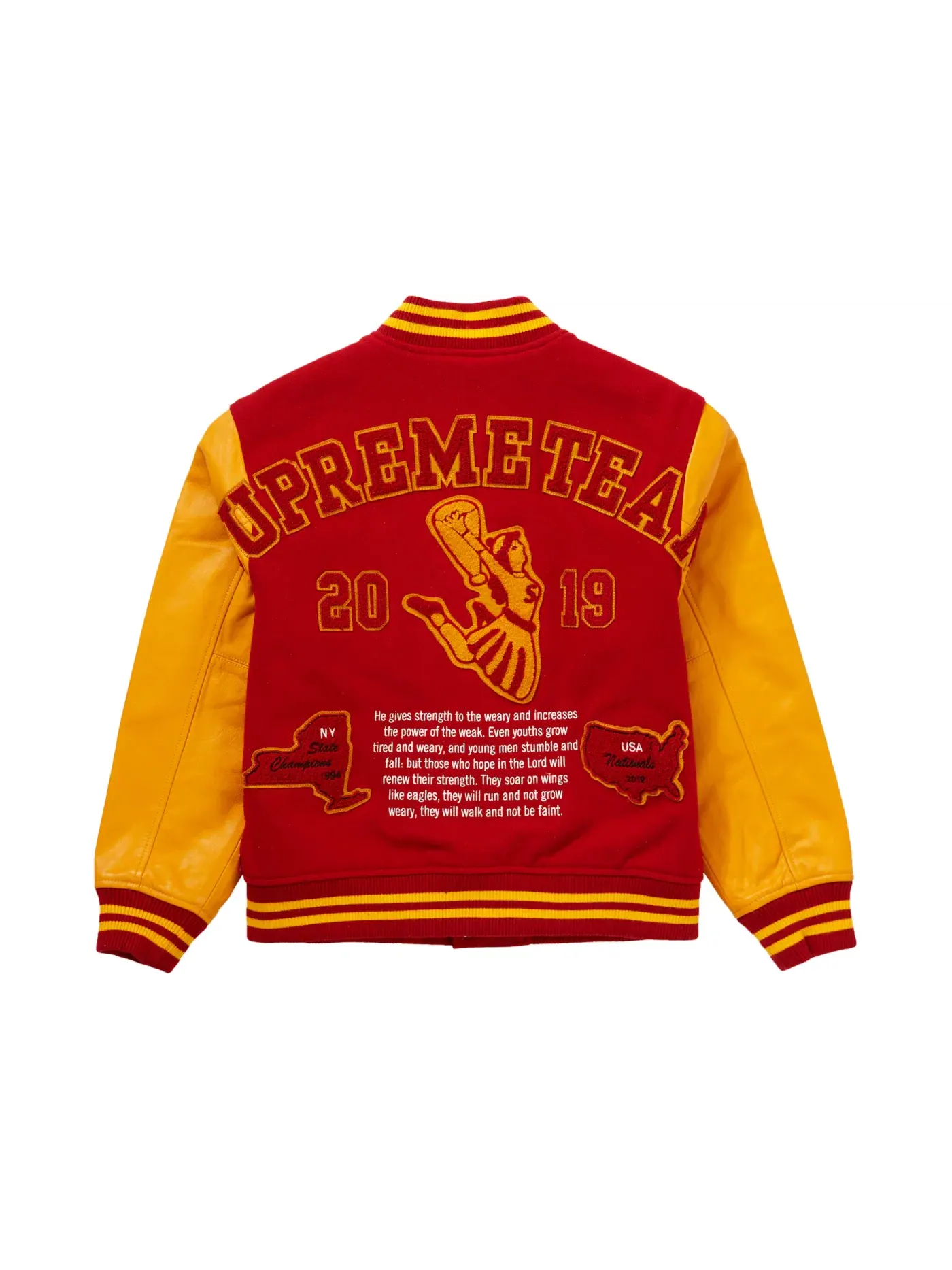 Мужская куртка-бомбер с принтом Supreme Team Varsity Jacket — изображение 3 из 3, красный