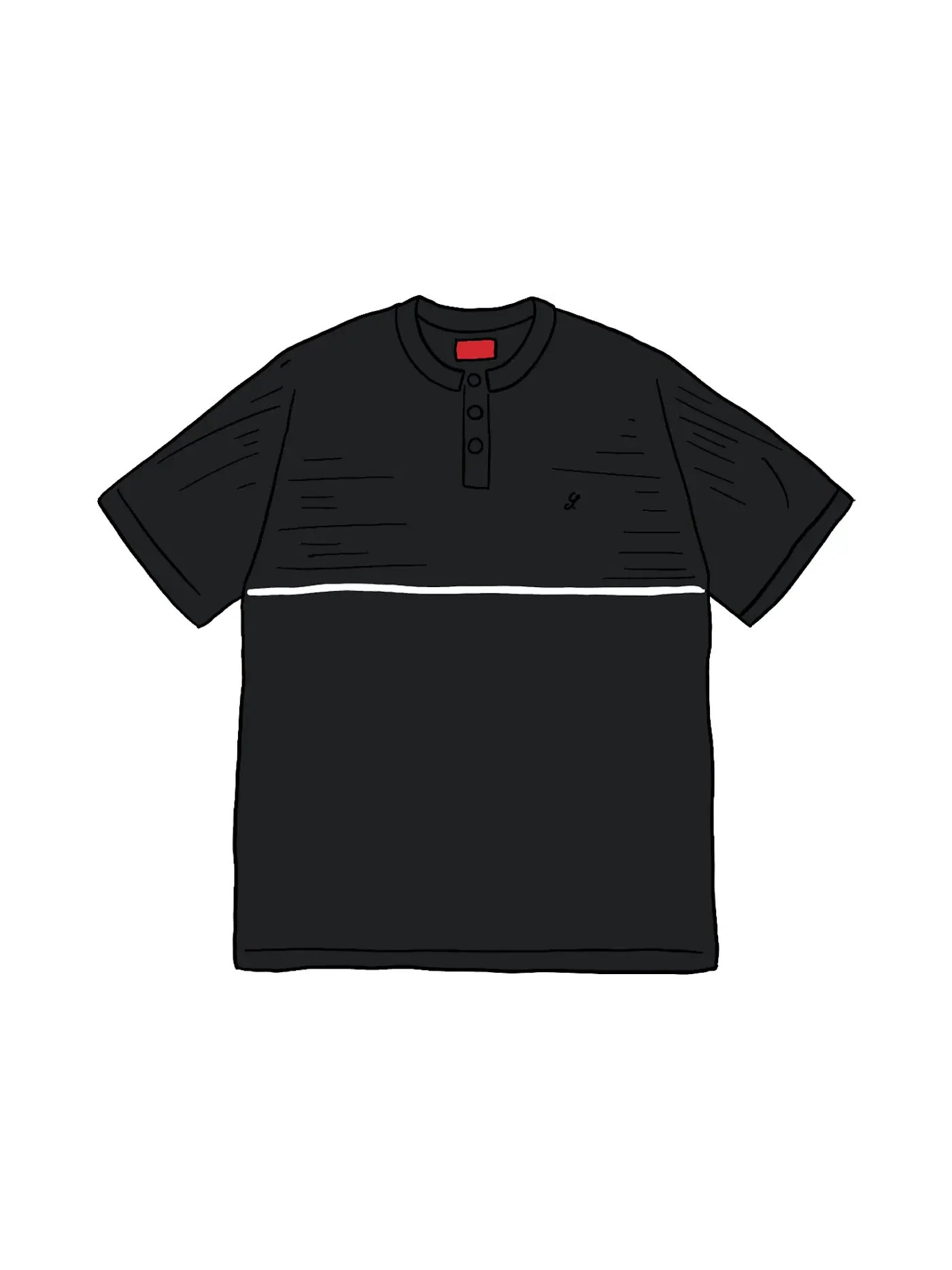 Мужская футболка с коротким рукавом Supreme S/S Henley — изображение 1 из 1, черный