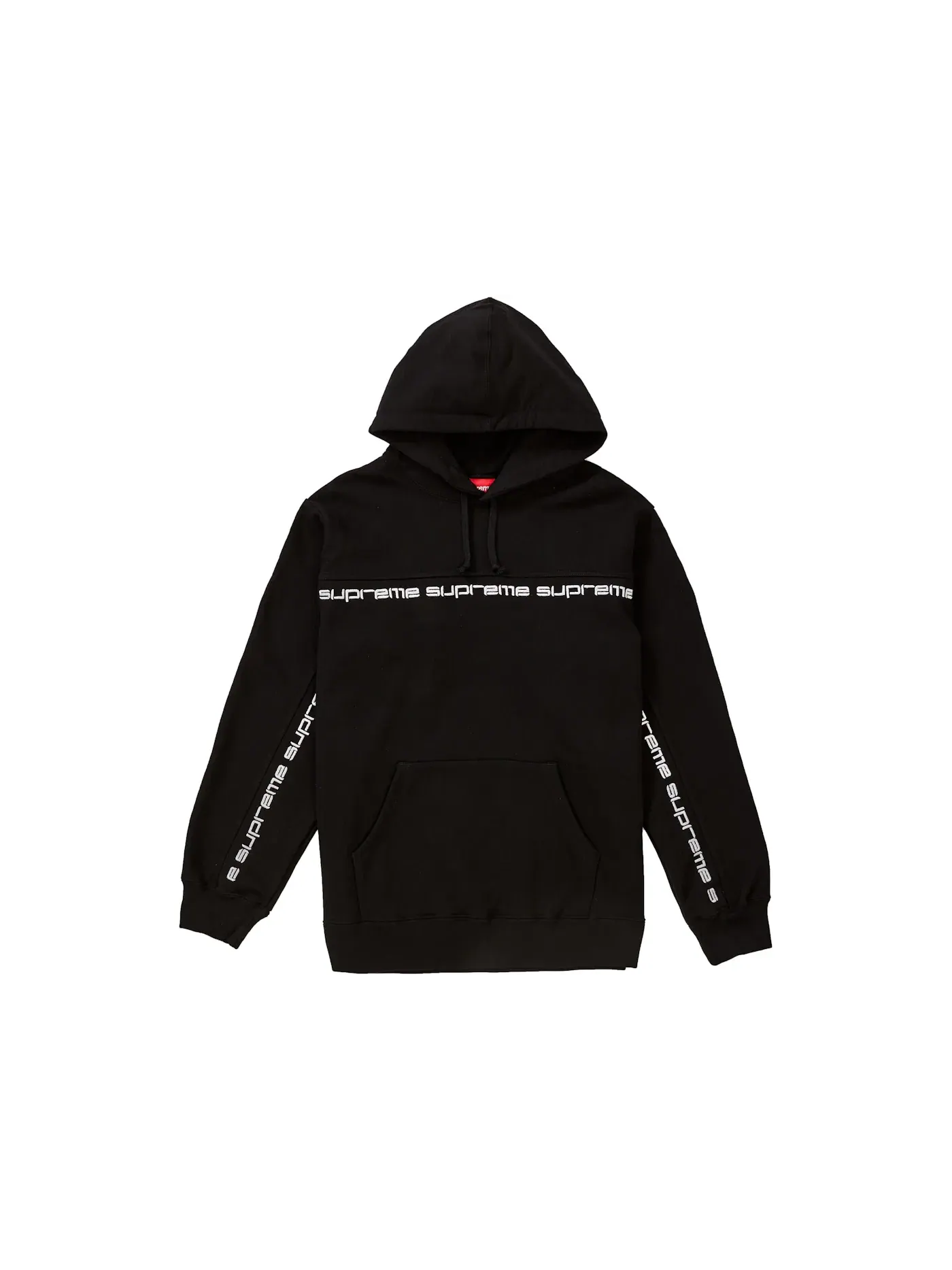 Мужской худи с принтом Text Stripe Hooded Supreme — изображение 1 из 1, черный
