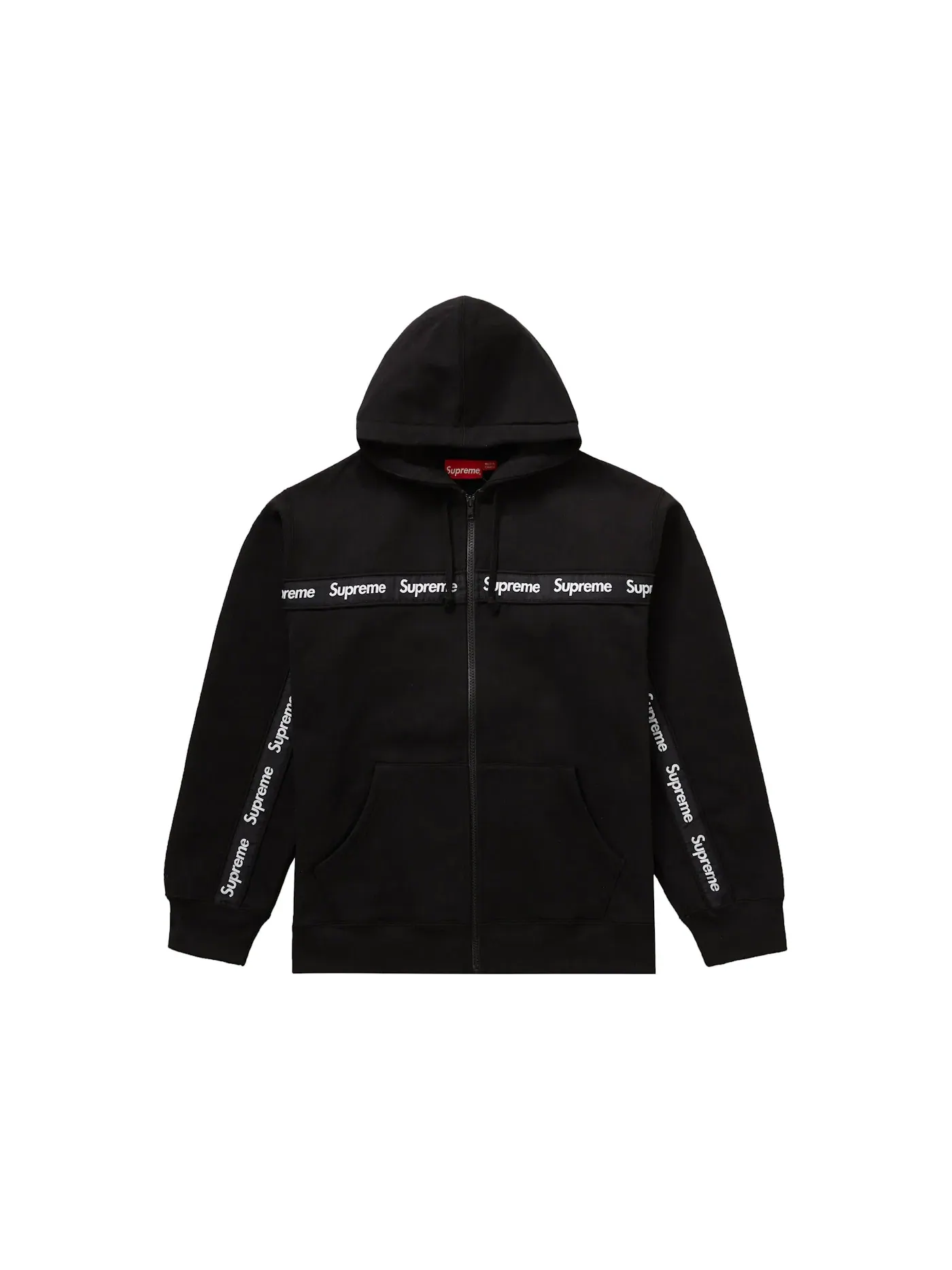 Мужская худи на молнии с принтом Hooded Sweatshirt Supreme — изображение 1 из 1, черный