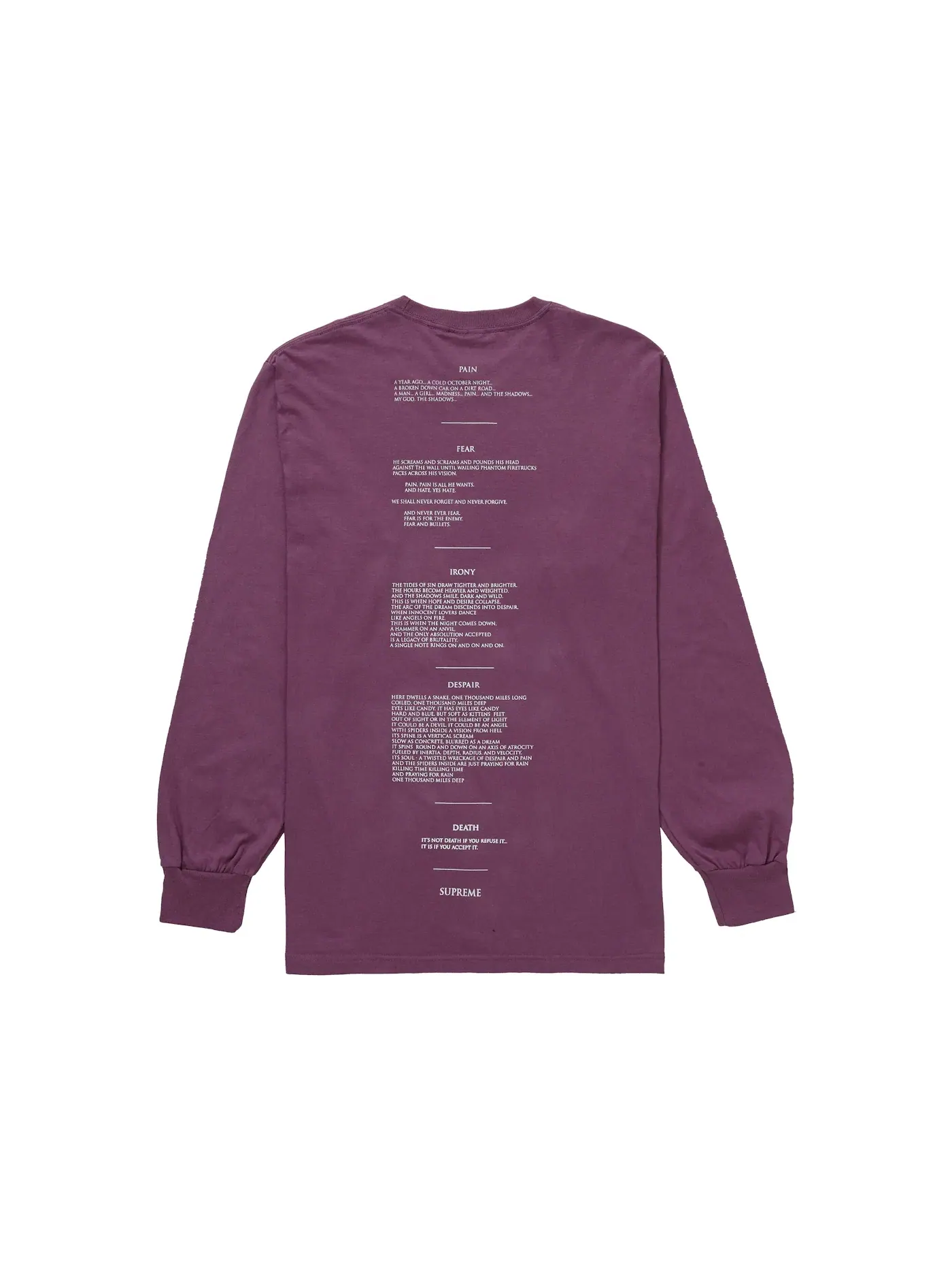Мужская футболка с длинным рукавом Supreme The Crow L/S Tee — изображение 2 из 2, сливавый