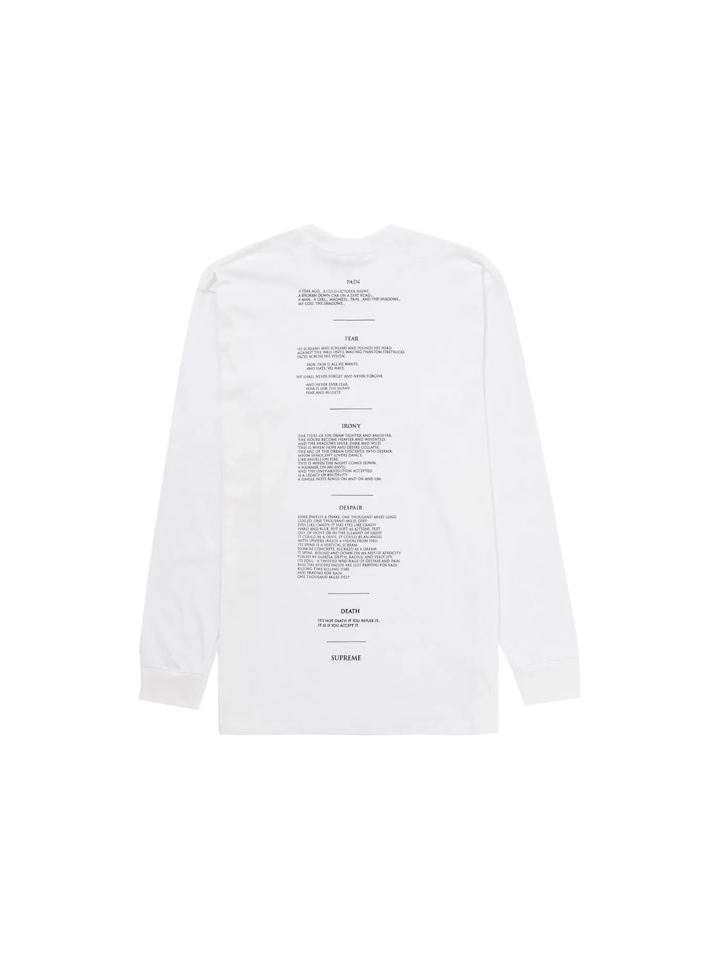 Мужская футболка с длинным рукавом Supreme The Crow L/S Tee — изображение 2 из 2, белый