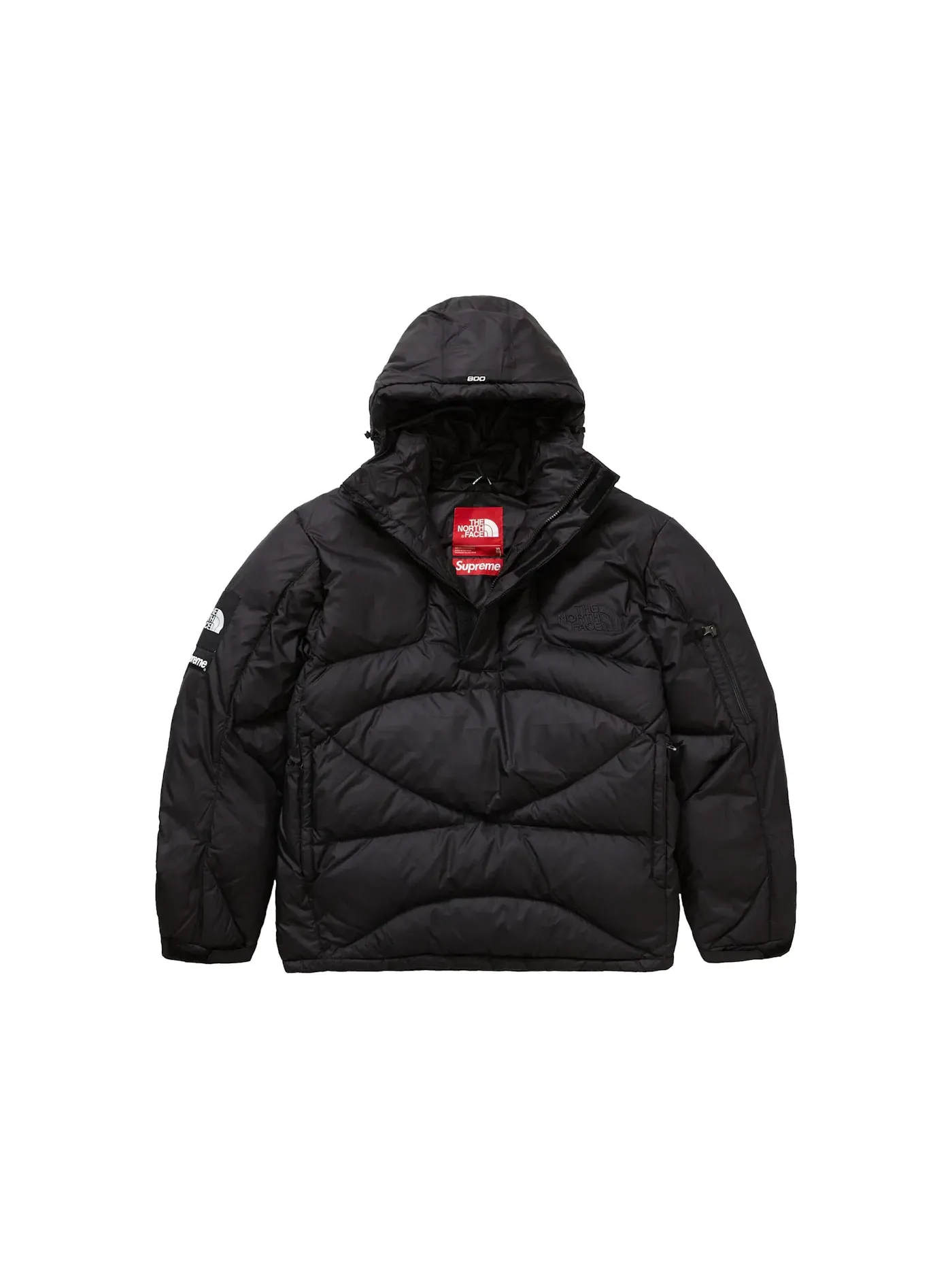 Мужской пуловер с капюшоном на молнии с утеплителем Supreme The North Face — изображение 2 из 3, черный