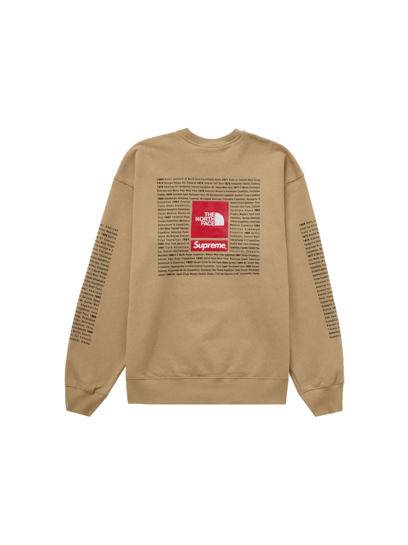 Мужской свитшот с принтом Supreme The North Face Crewneck Tan — изображение 1 из 3, хаки