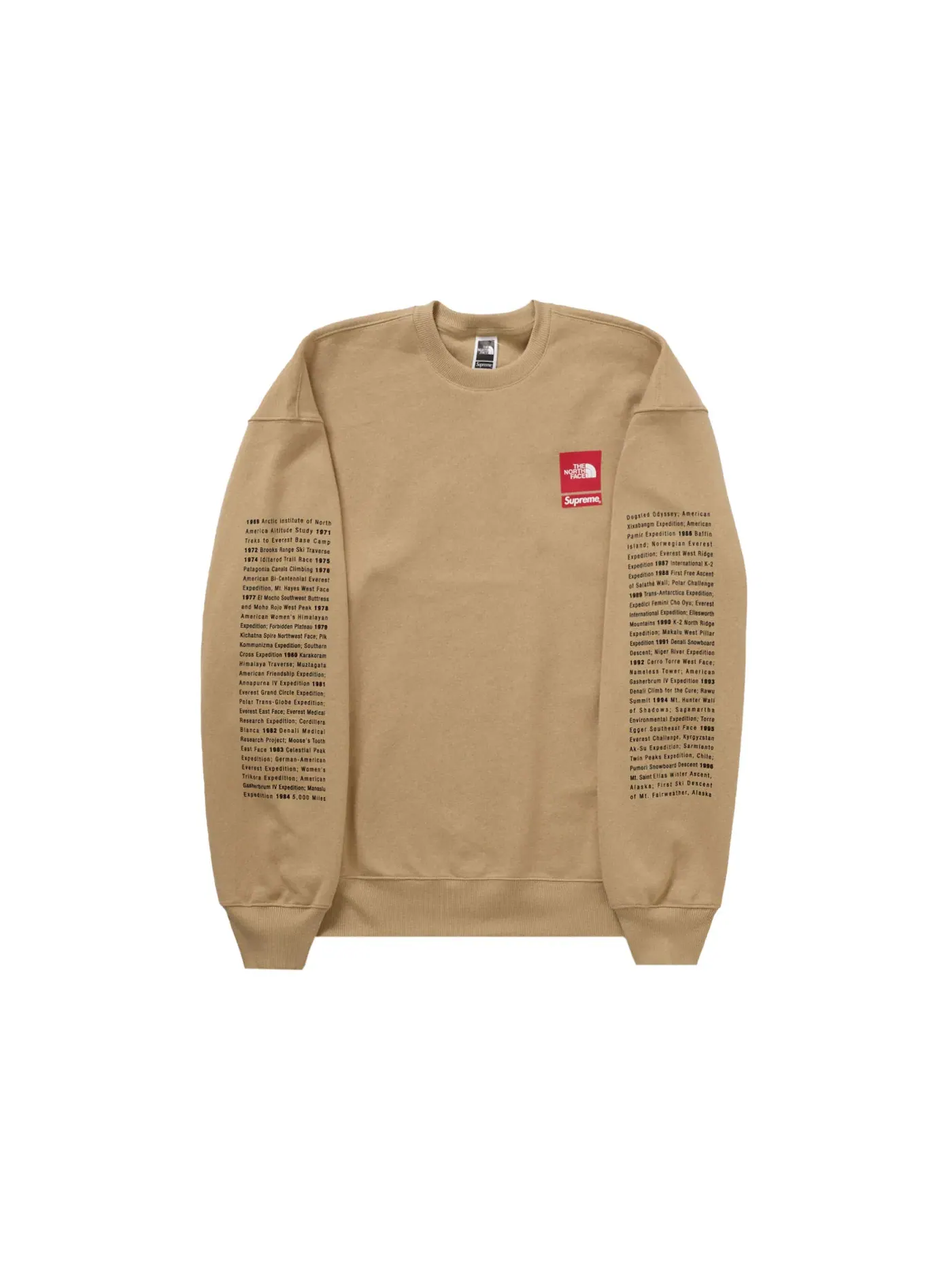 Мужской свитшот с принтом Supreme The North Face Crewneck Tan — изображение 2 из 3, хаки