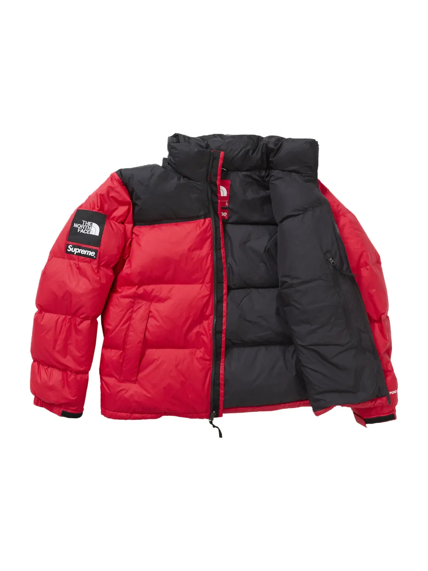 Мужская куртка пуховая с принтом The North Face Nuptse Jacket Supreme — изображение 3 из 4, красный