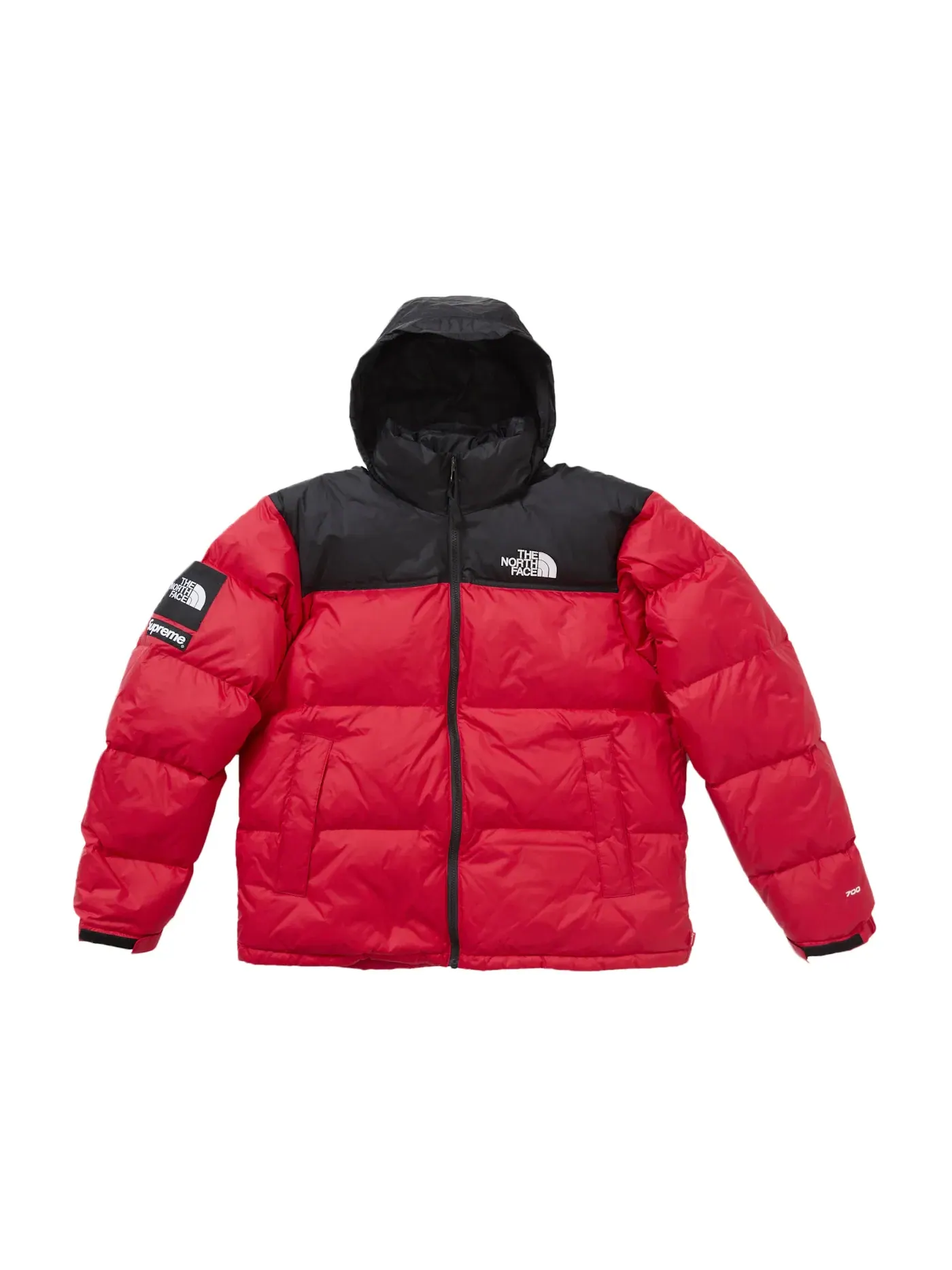 Мужская куртка пуховая с принтом The North Face Nuptse Jacket Supreme — изображение 4 из 4, красный