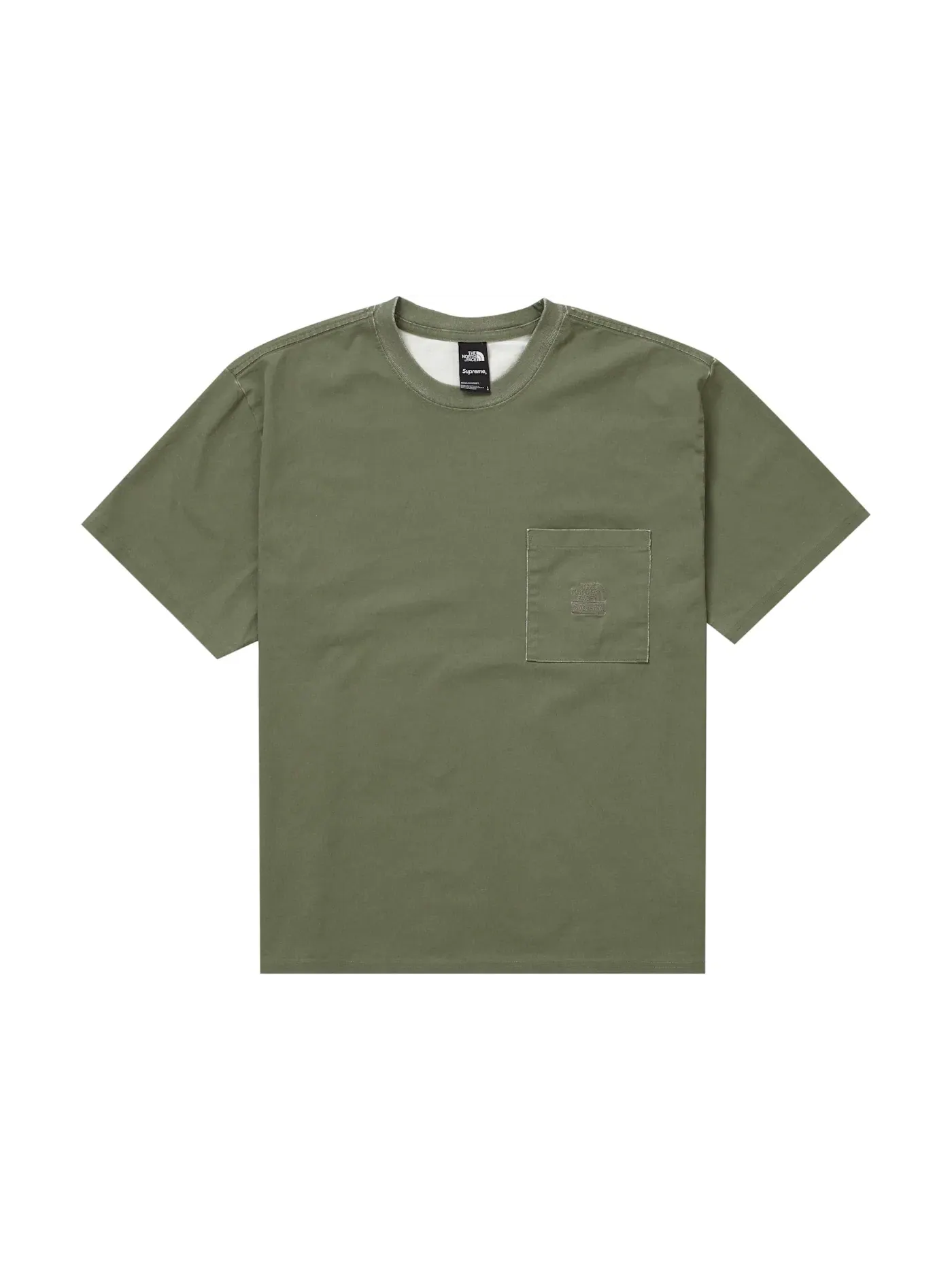 Мужская футболка с принтом Supreme The North Face Pigment Printed Pocket Tee — изображение 1 из 1, оливковый