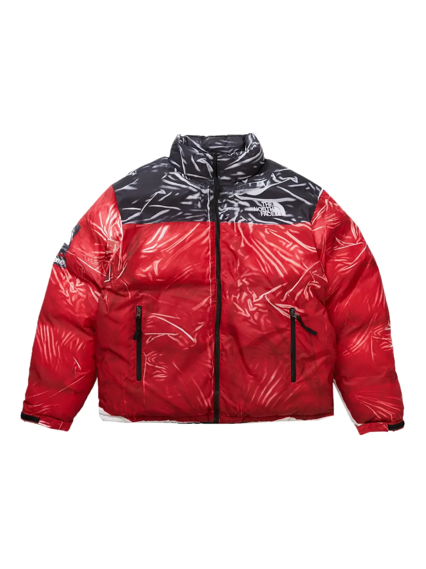 Мужская куртка с принтом Nuptse Trompe L'oeil Supreme The North Face — изображение 1 из 3, красный