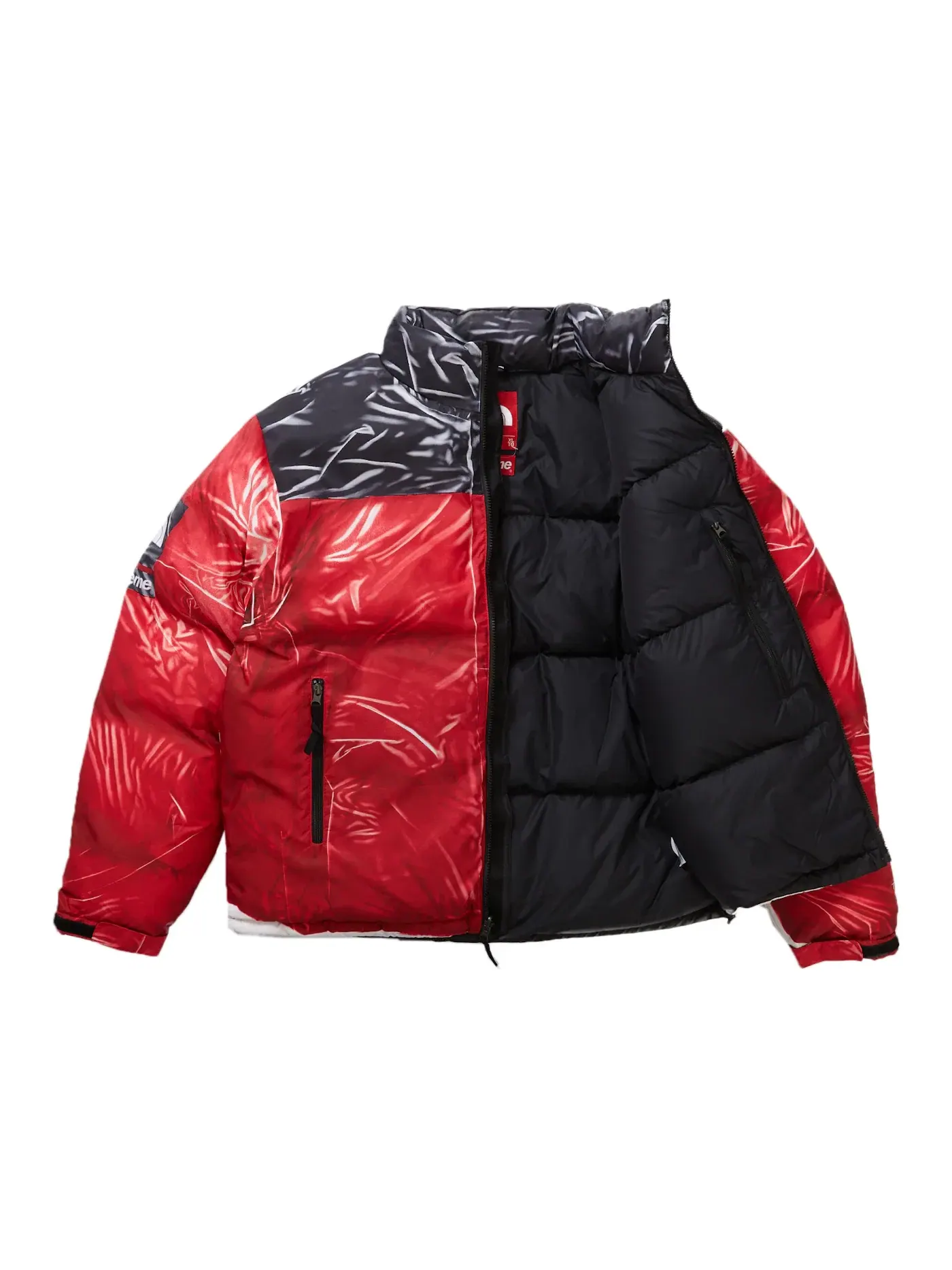Мужская куртка с принтом Nuptse Trompe L'oeil Supreme The North Face — изображение 2 из 3, красный