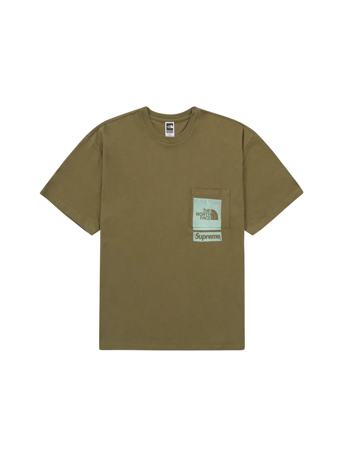 Мужская футболка с принтом Supreme The North Face Printed Pocket Tee — изображение 1 из 1, оливковый