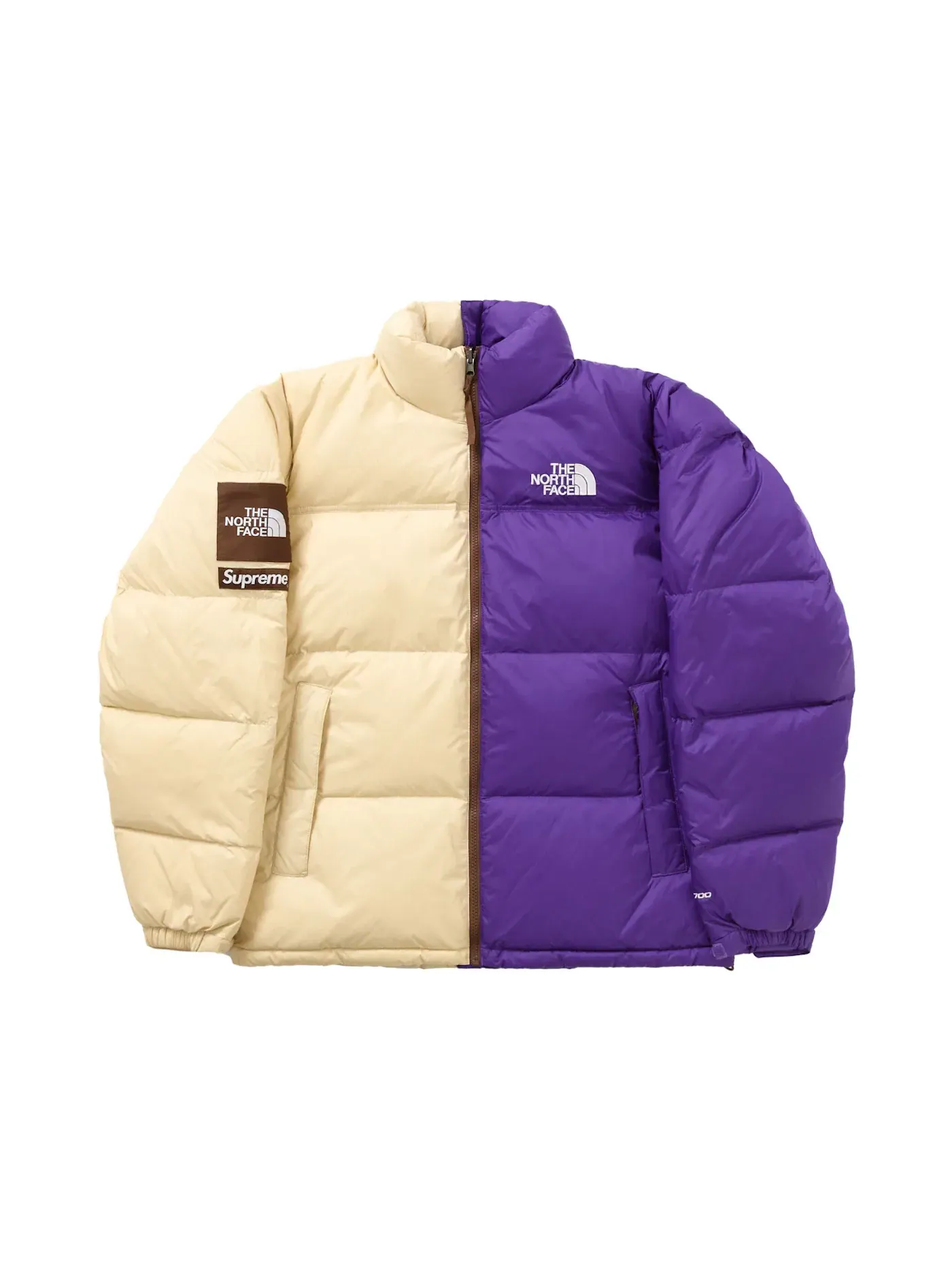 Мужская куртка с принтом Split Nuptse Supreme — изображение 1 из 2, бежевый