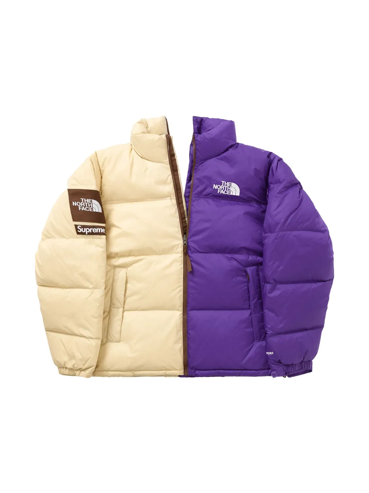 Мужская куртка с принтом Split Nuptse Supreme — изображение 2 из 2, бежевый