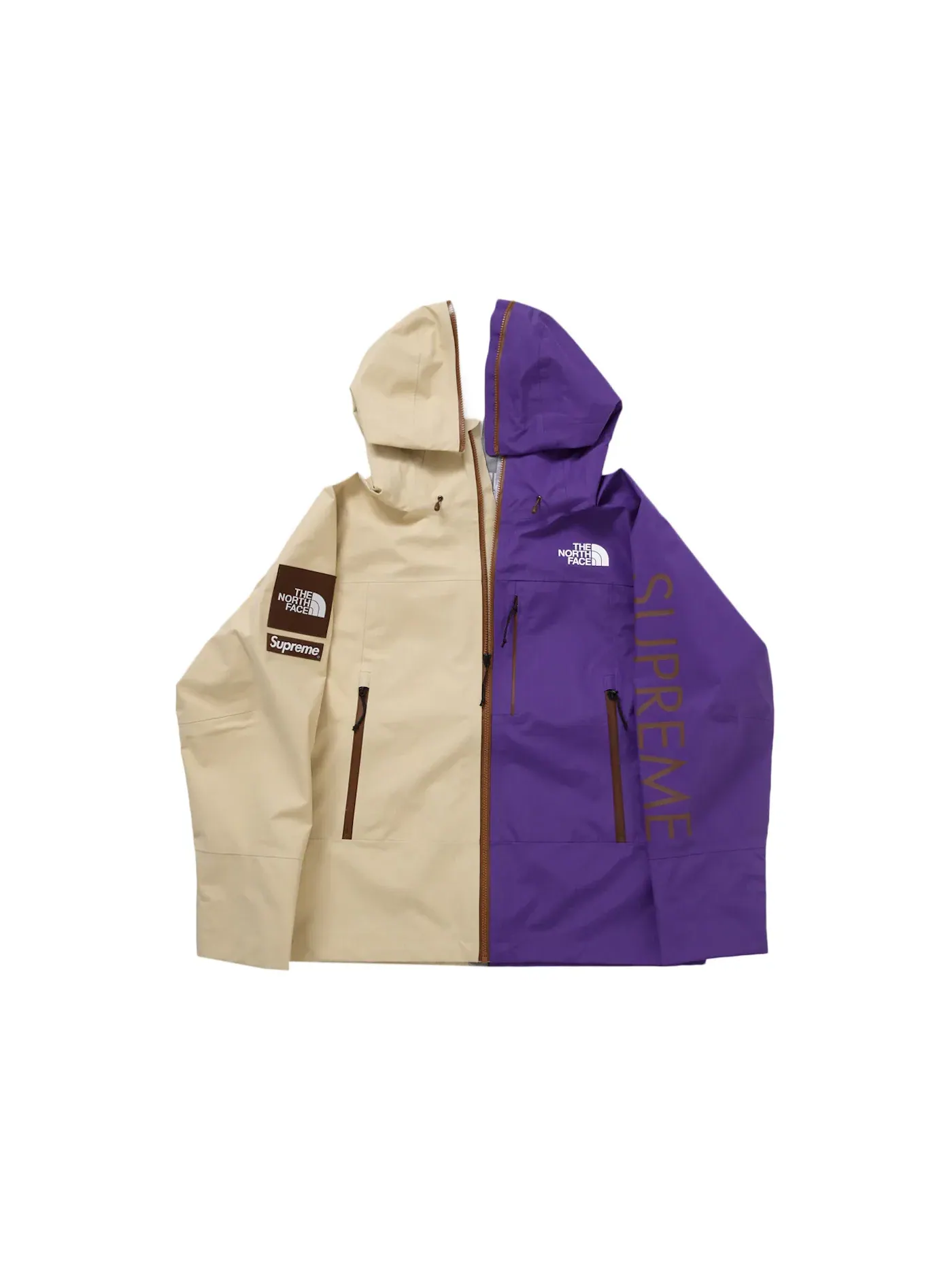 Мужская куртка с проклеенными швами Supreme The North Face Split Taped Seam Shell — изображение 2 из 3, бежевый