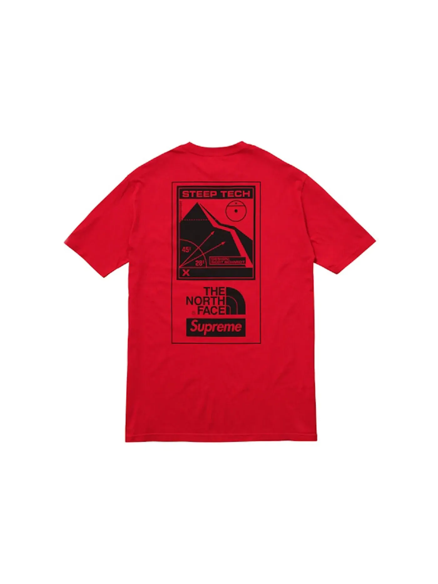 Мужская футболка с принтом Supreme The North Face Steep Tech Tee — изображение 2 из 2, красный