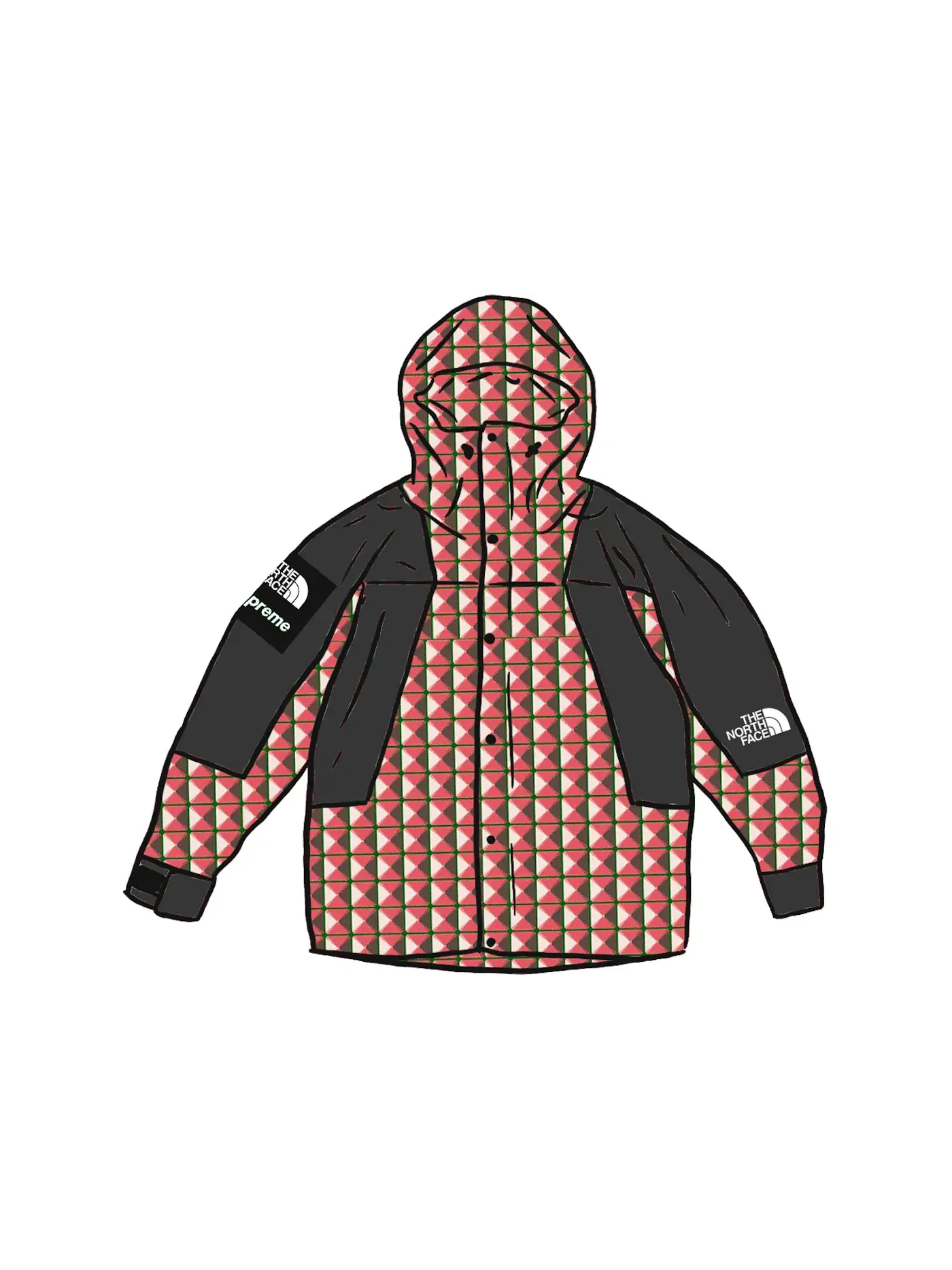 Мужская куртка с принтом Supreme The North Face Studded Mountain Light Jacket — изображение 1 из 1, красный