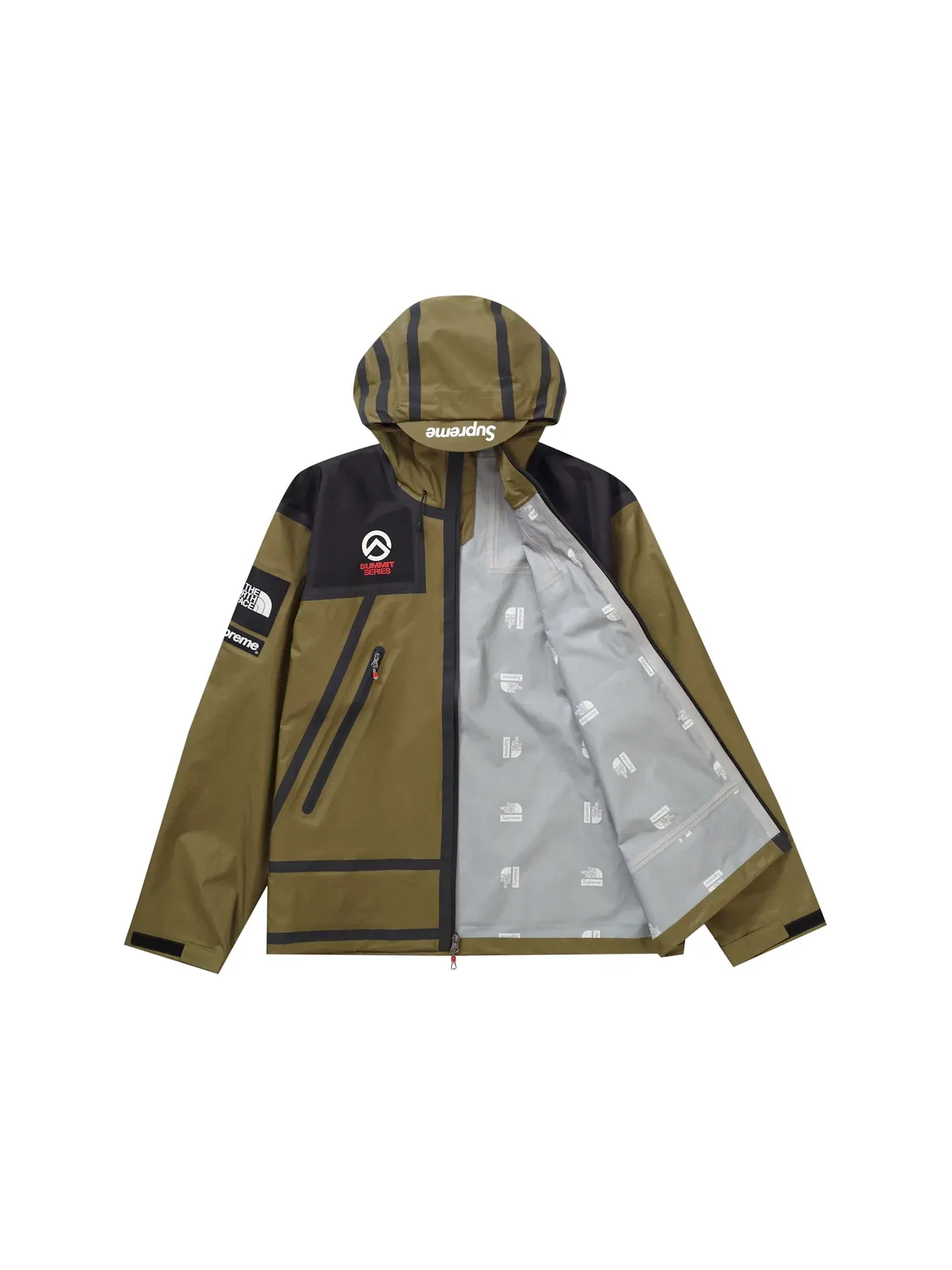 Мужская куртка с водоотталкивающим материалом Supreme The North Face Summit Series Outer Tape Seam Shell Jacket, оливковый