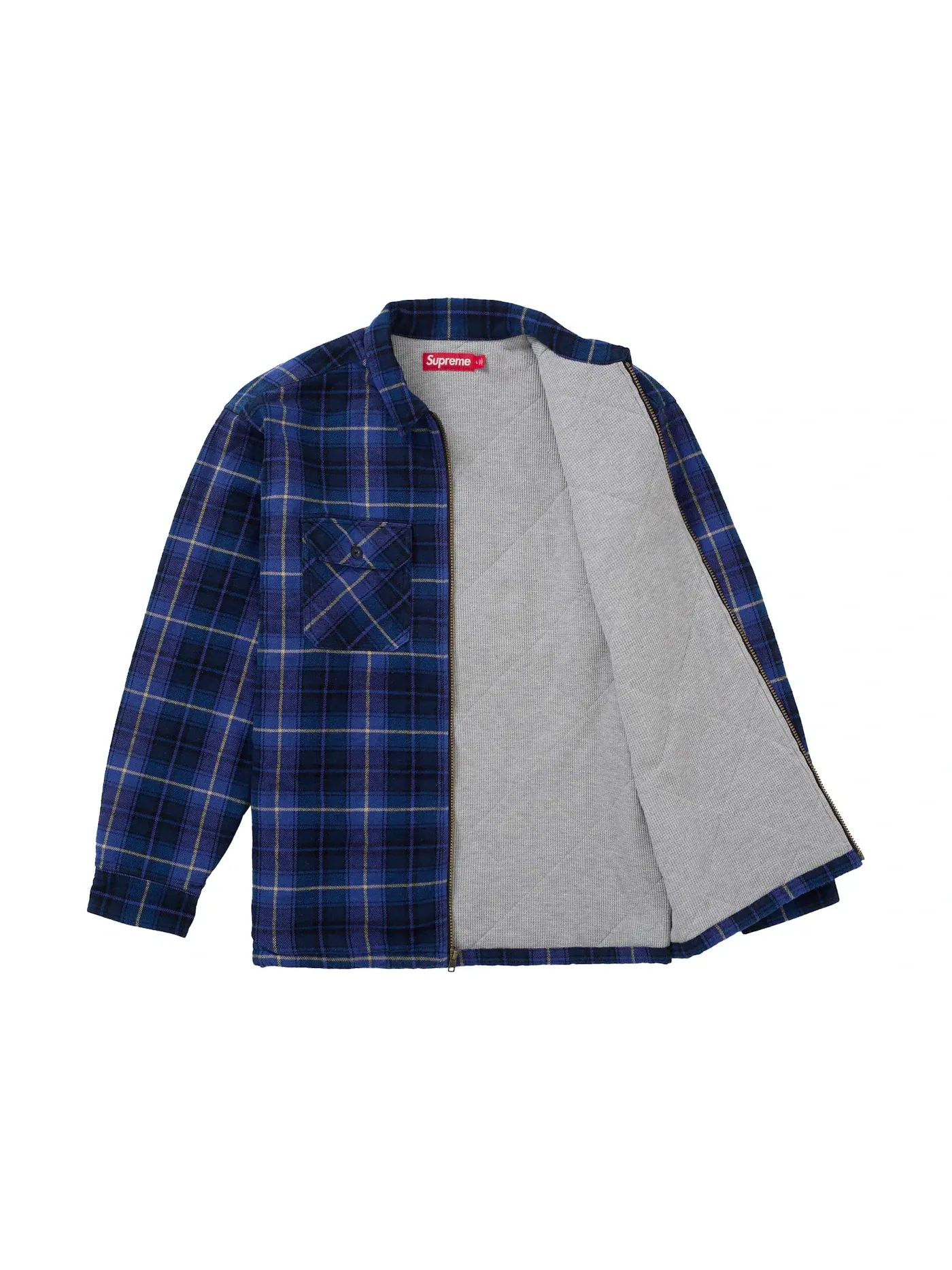 Мужская рубашка с принтом Supreme Thermal Lined Zip Up Flannel Shirt — изображение 2 из 2, синий