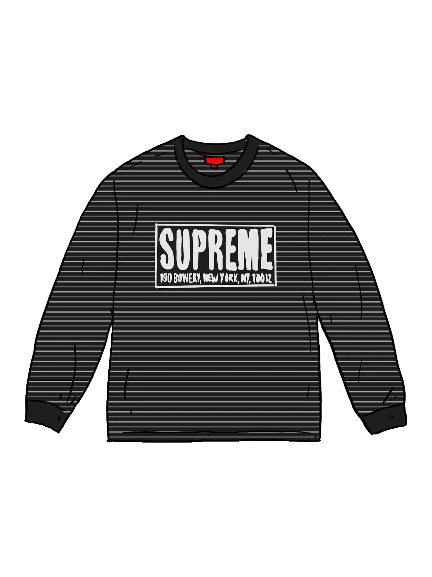 Мужская футболка с длинным рукавом Supreme Thin Stripe L/S Top — изображение 1 из 1, черный