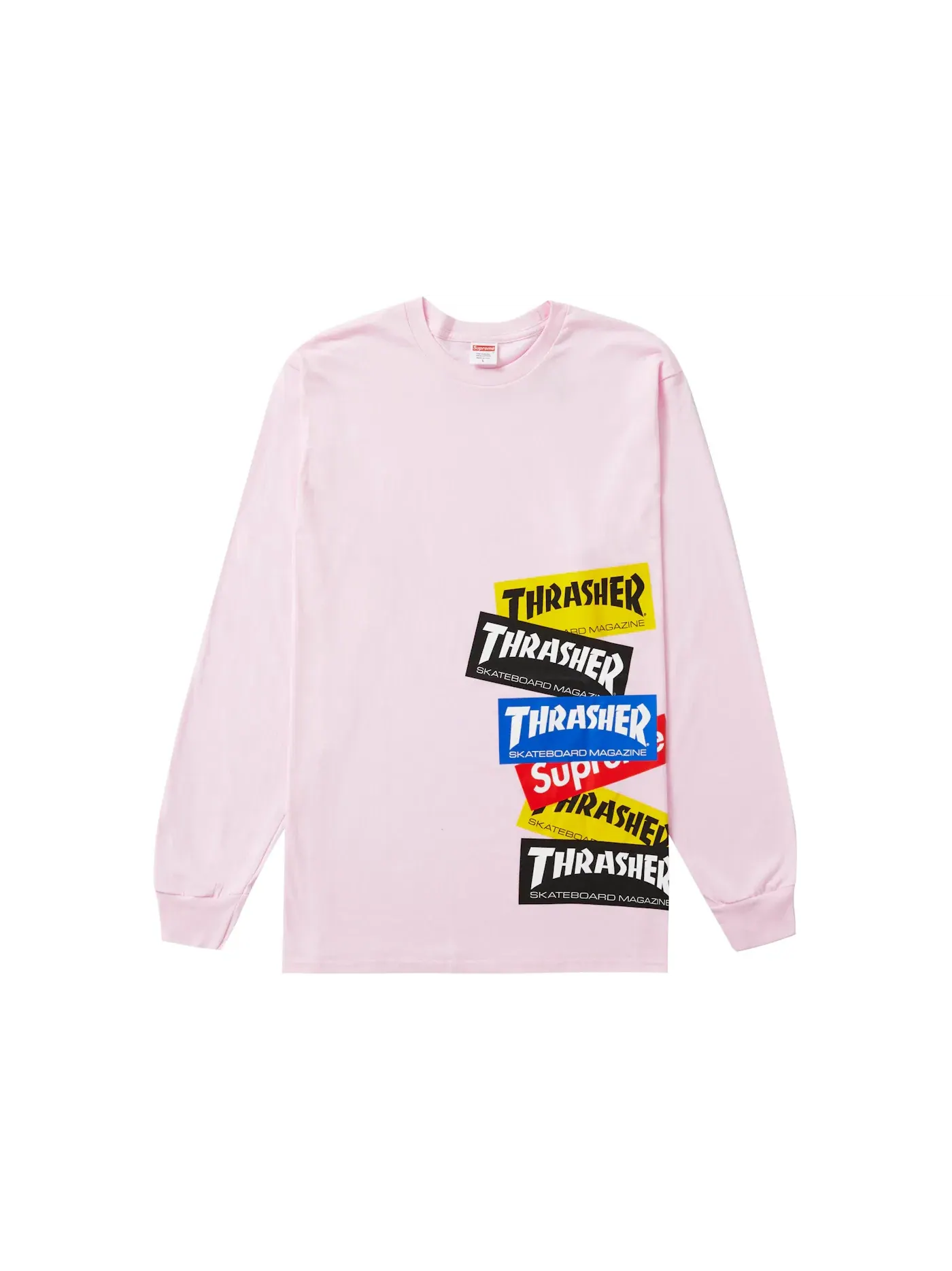Мужская футболка с длинным рукавом Supreme Thrasher Multi Logo L/S Tee — изображение 1 из 1, розовый