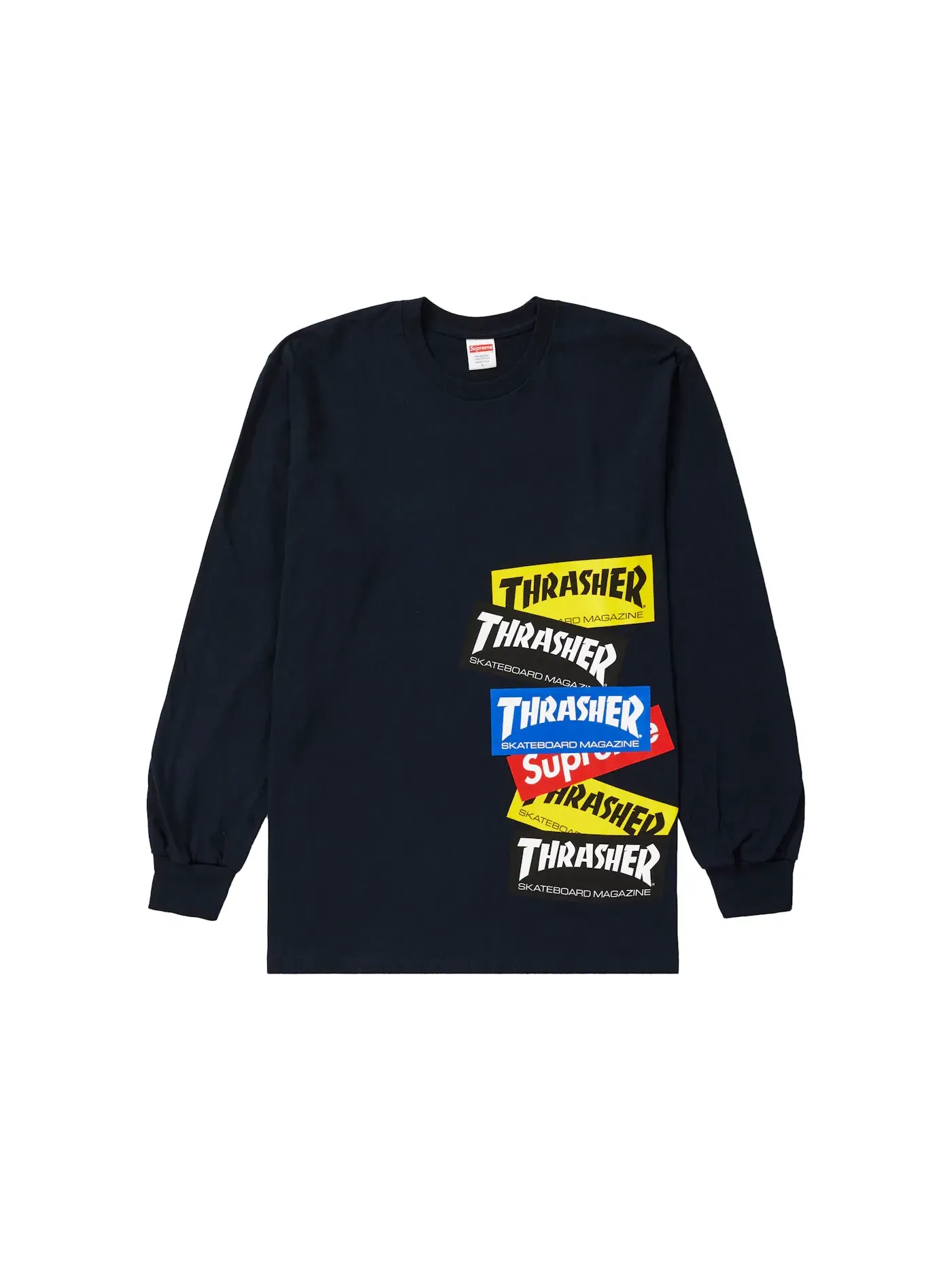 Мужская футболка с длинным рукавом Supreme Thrasher Multi Logo L/S Tee — изображение 1 из 1, темно-синий
