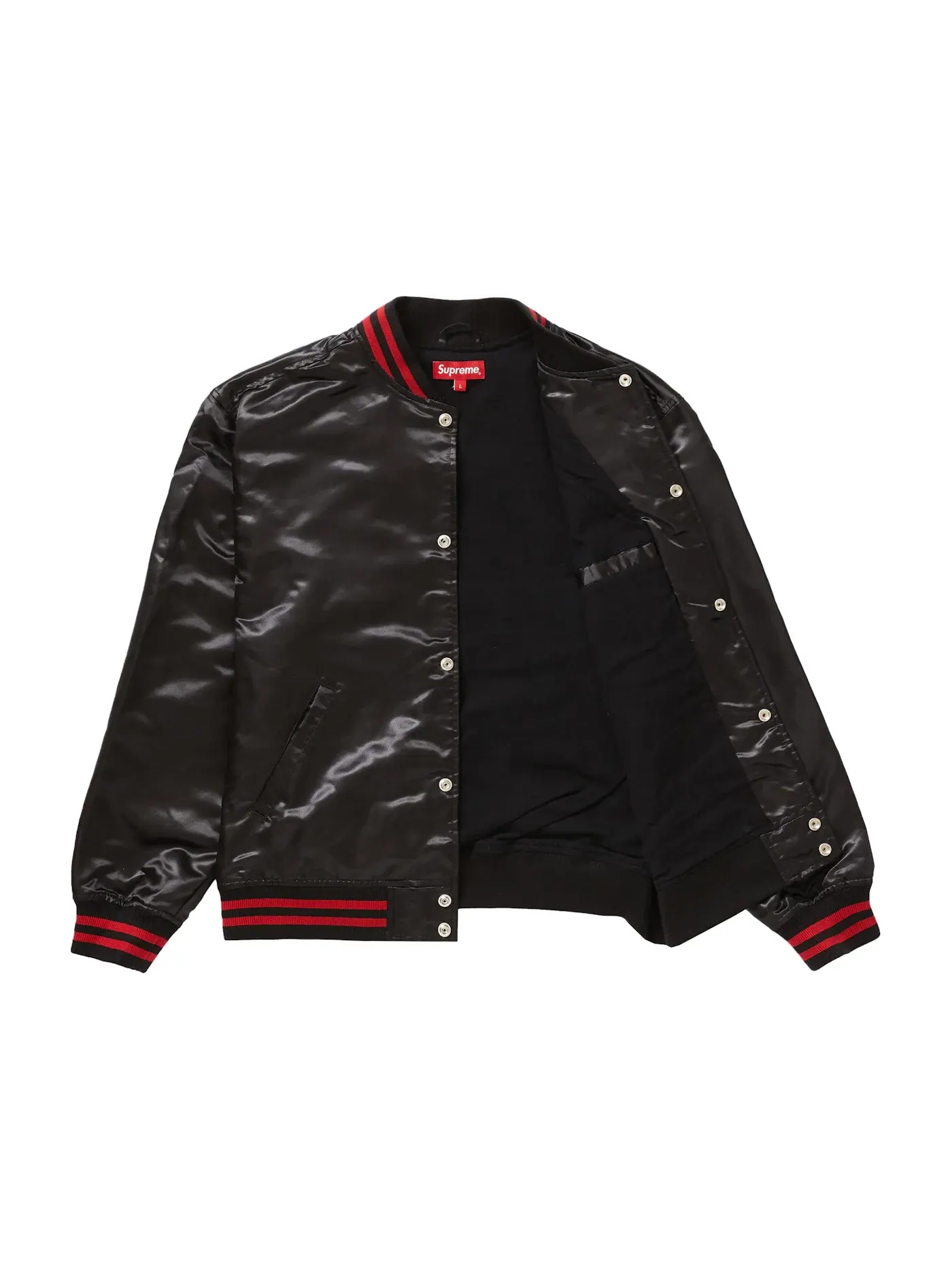 Мужская куртка с сатиновым покрытием Supreme Thrasher Satin Varsity Jacket — изображение 3 из 3, черный