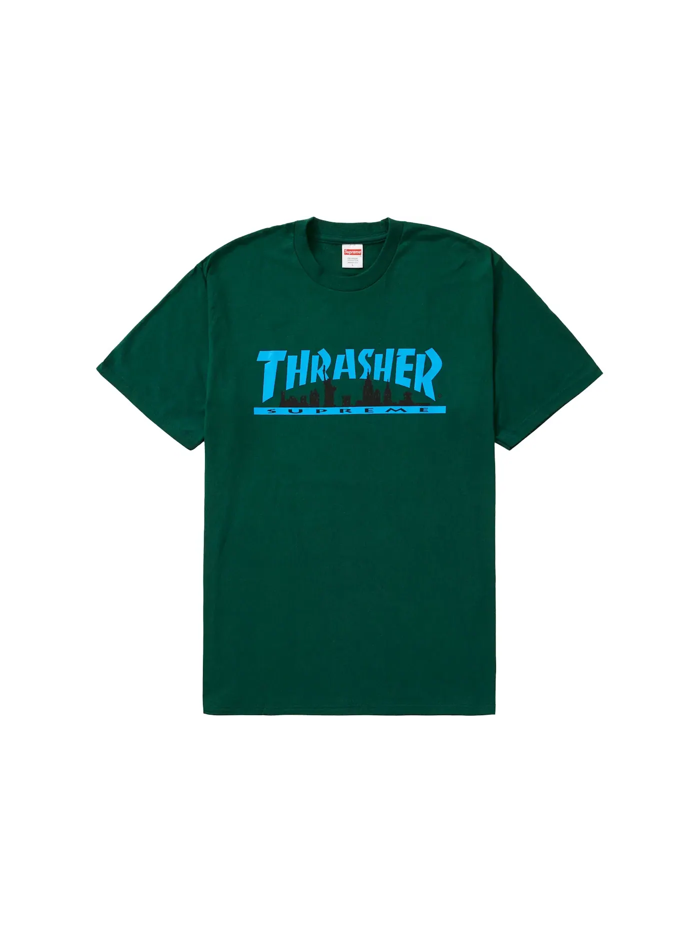 Мужская футболка с принтом Thrasher Skyline Supreme — изображение 1 из 1, темный зеленый