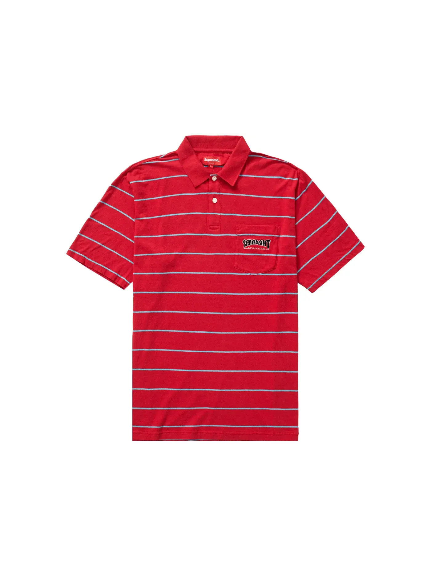 Мужское поло с принтом Supreme Thrasher Stripe Supreme — изображение 1 из 1, красный