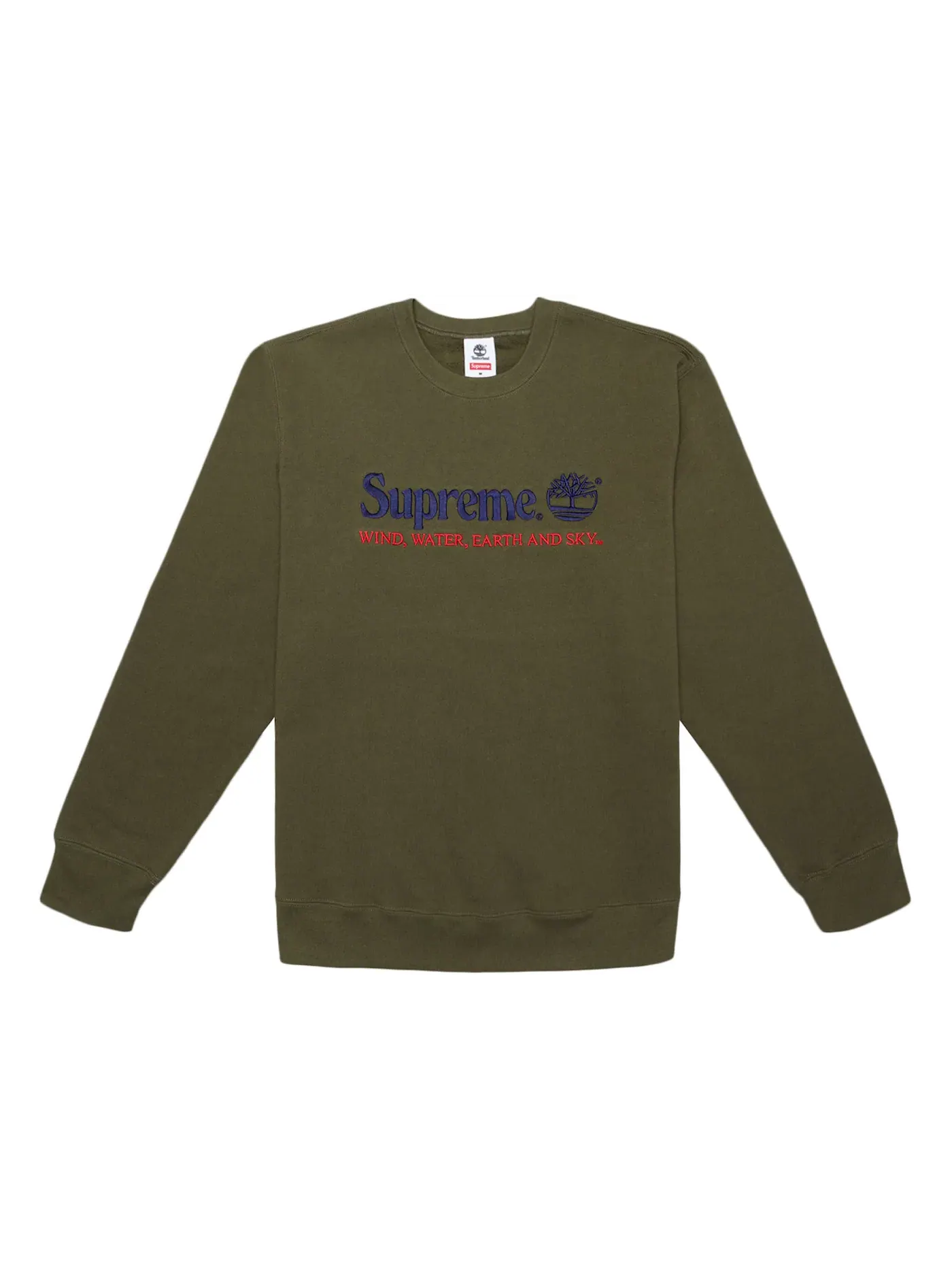 Мужской свитшот с вышивкой Supreme Timberland Crewneck — изображение 1 из 1, темный оливковый