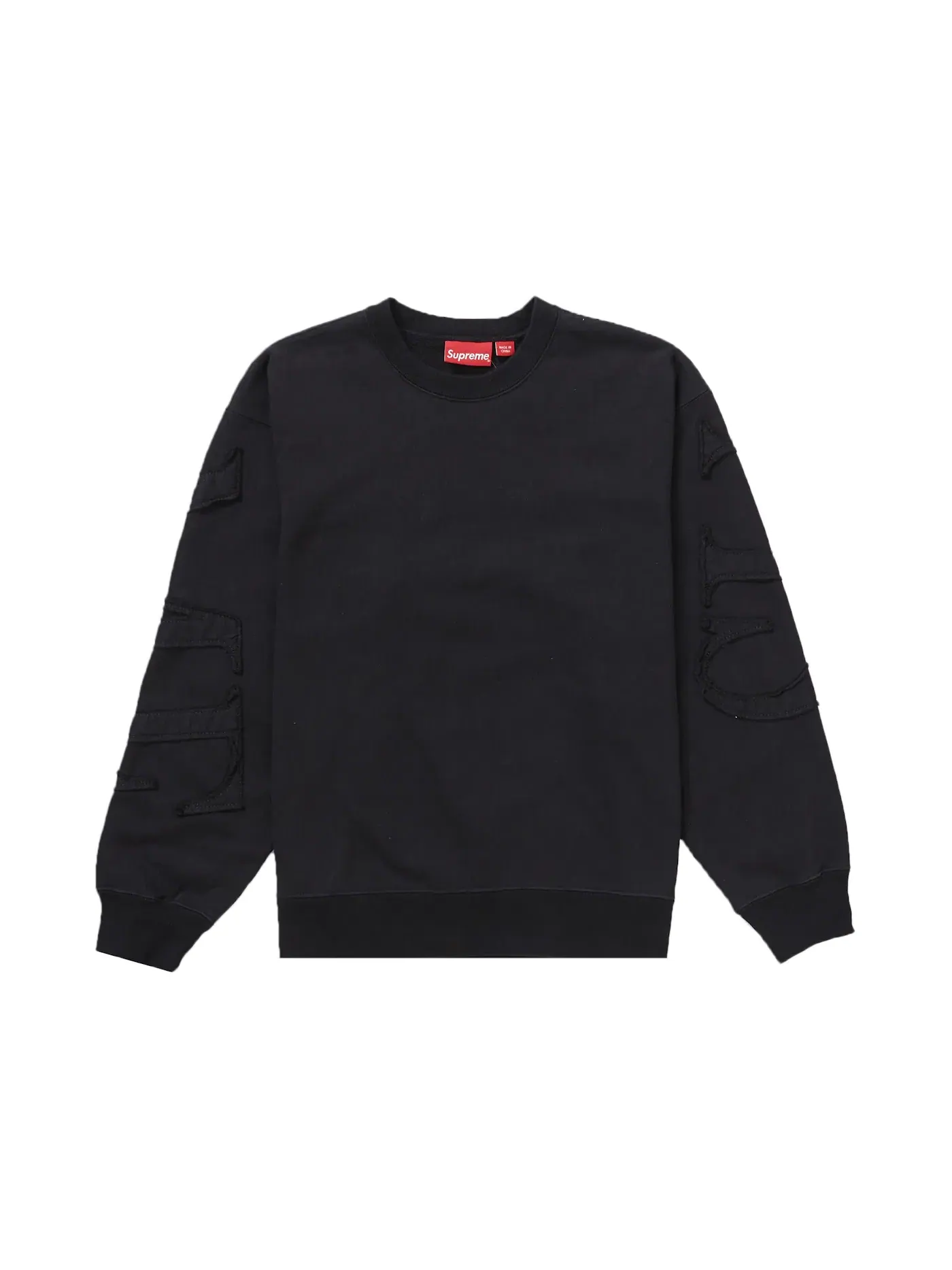 Мужской свитшот с аппликацией Supreme Crewneck — изображение 1 из 2, черный