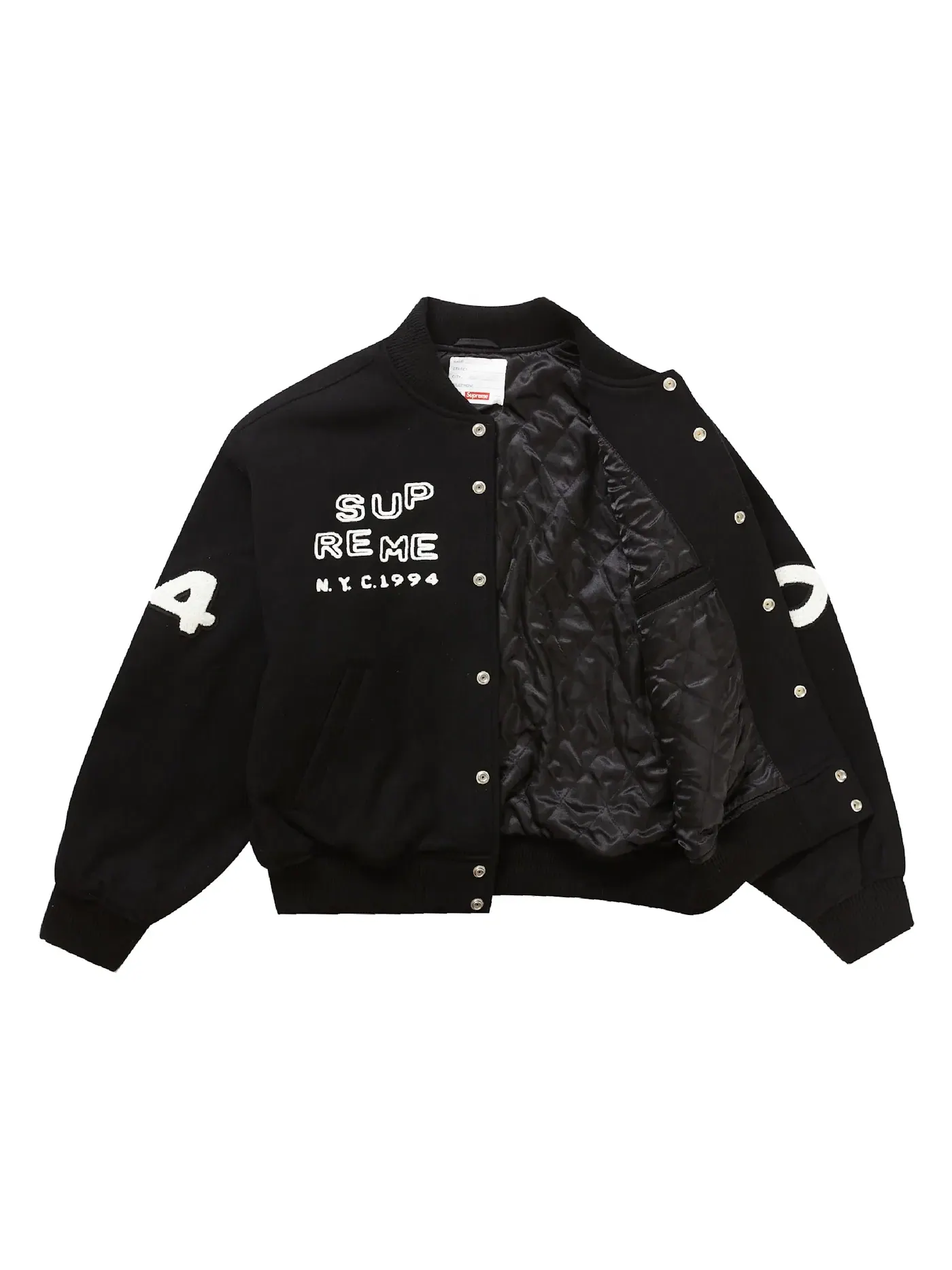 Мужская куртка-бомбер с вышивкой Supreme Tourist Varsity Jacket — изображение 2 из 3, черный