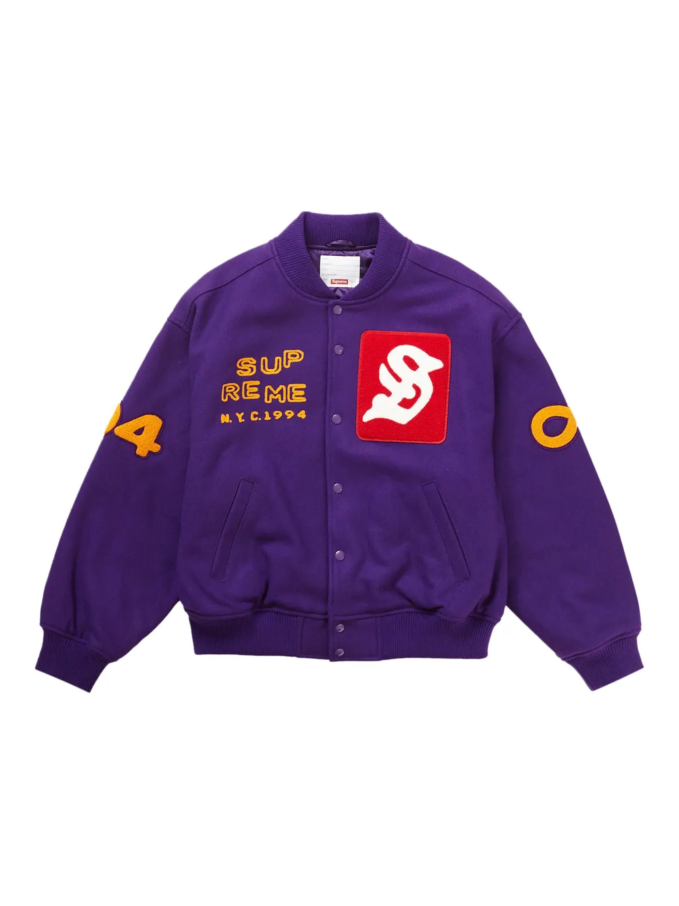 Мужская куртка-бомбер Supreme Tourist Varsity Jacket — изображение 1 из 2, фиолетовый