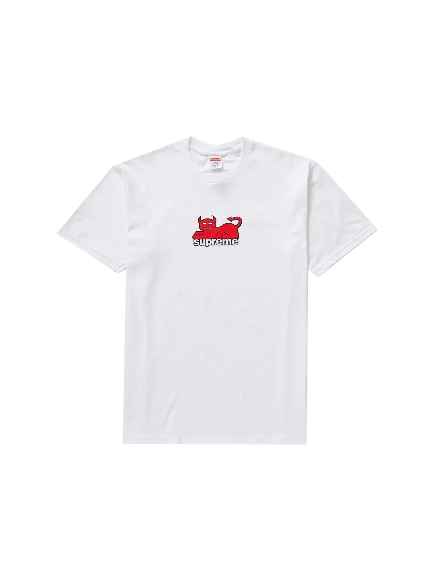 Мужская футболка с принтом Devil Cat Supreme — изображение 1 из 1, белый
