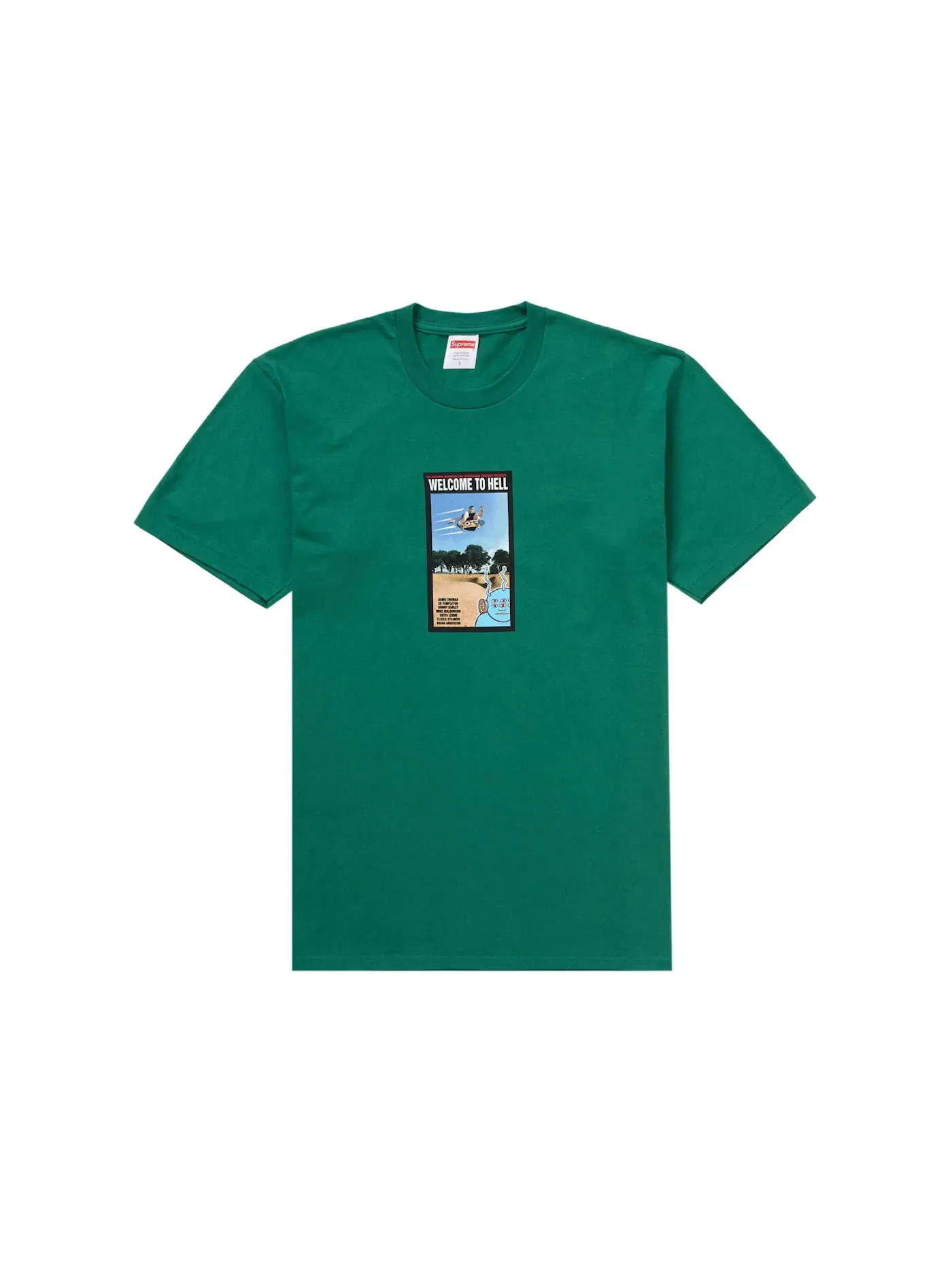 Мужская футболка с принтом Supreme Toy Machine Welcome To Hell Tee — изображение 1 из 2, зеленый