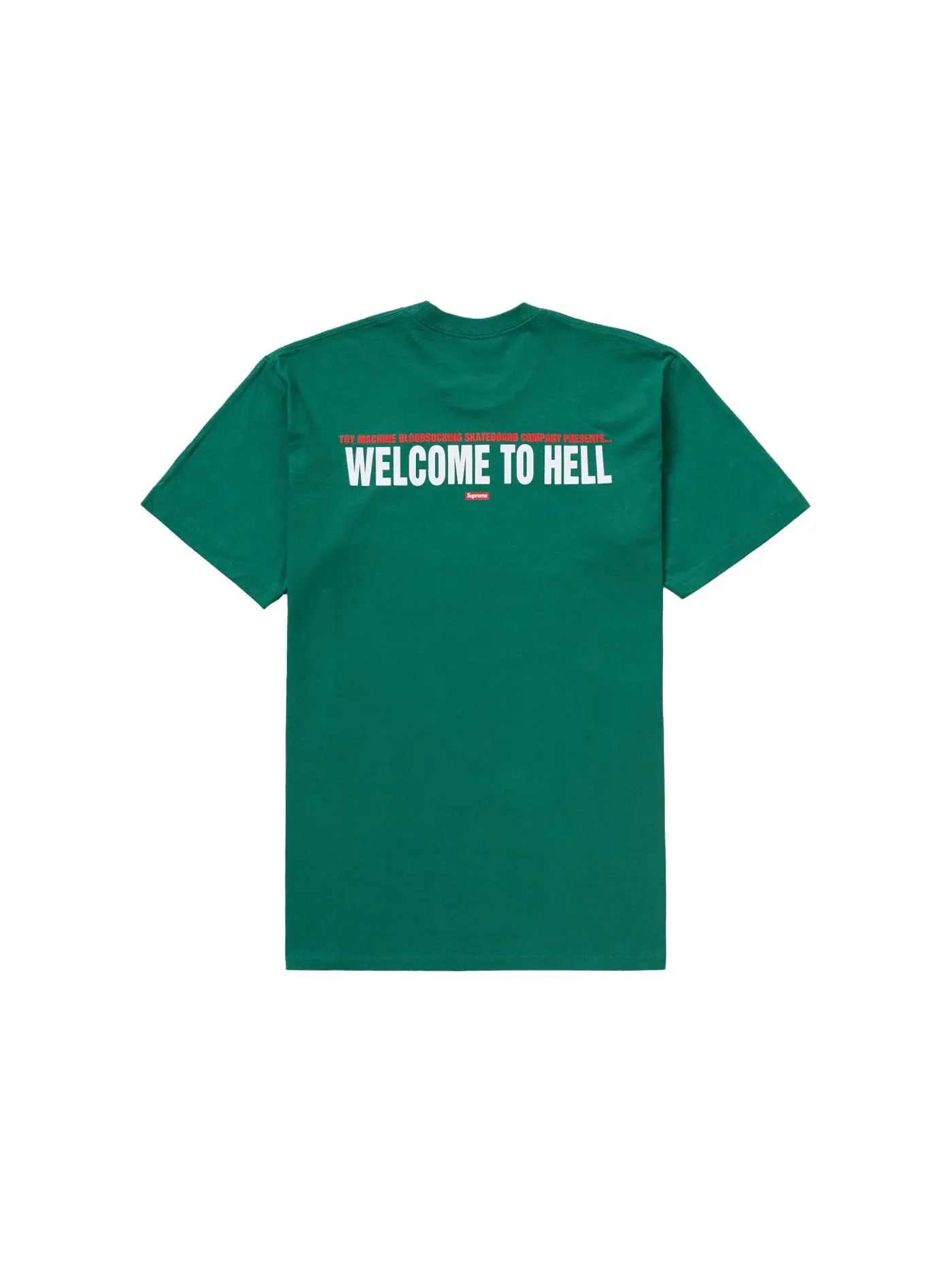 Мужская футболка с принтом Supreme Toy Machine Welcome To Hell Tee — изображение 2 из 2, зеленый