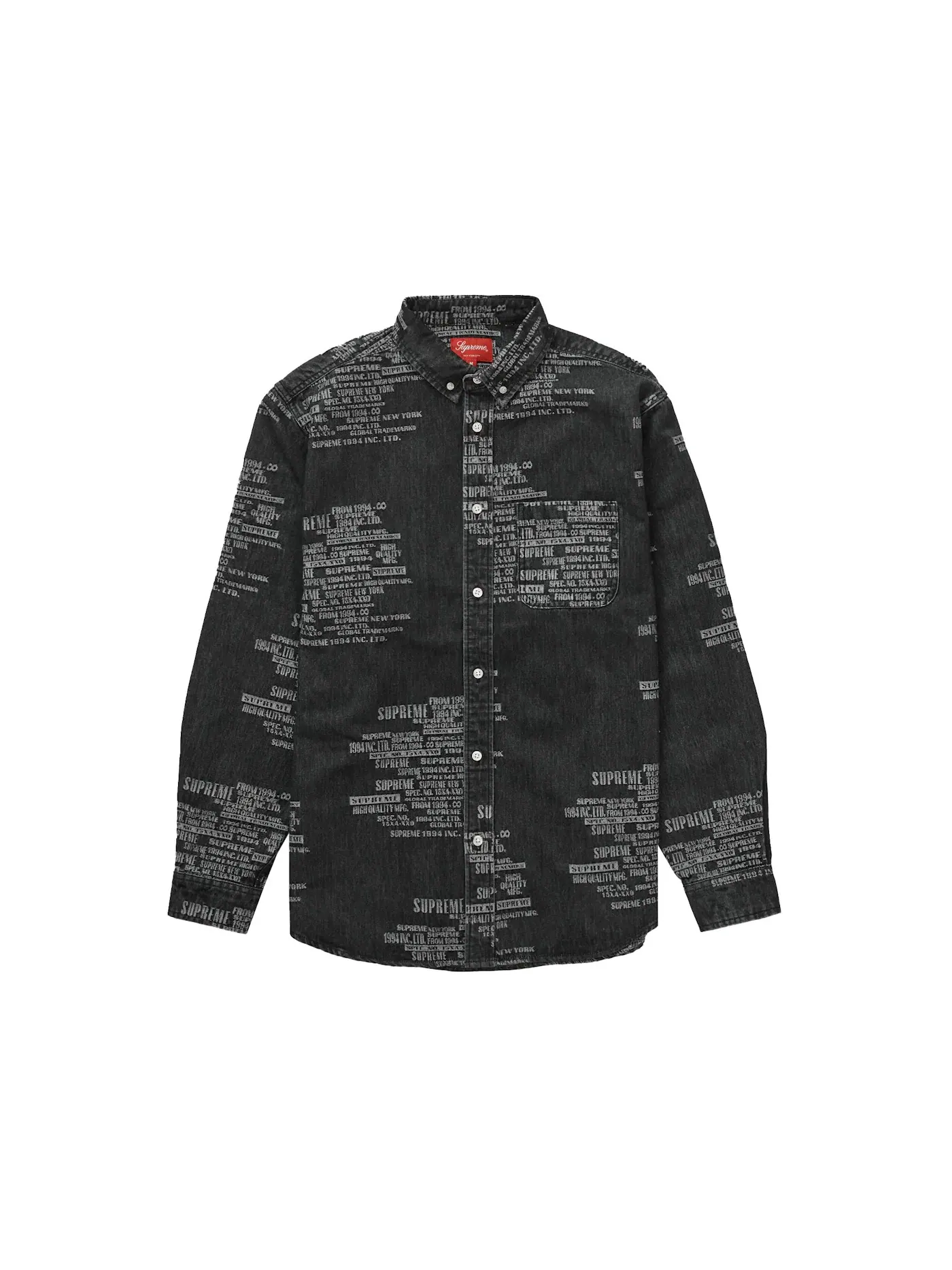 Мужская рубашка из денима с жаккардовым принтом Supreme Shirt — изображение 1 из 2, черный
