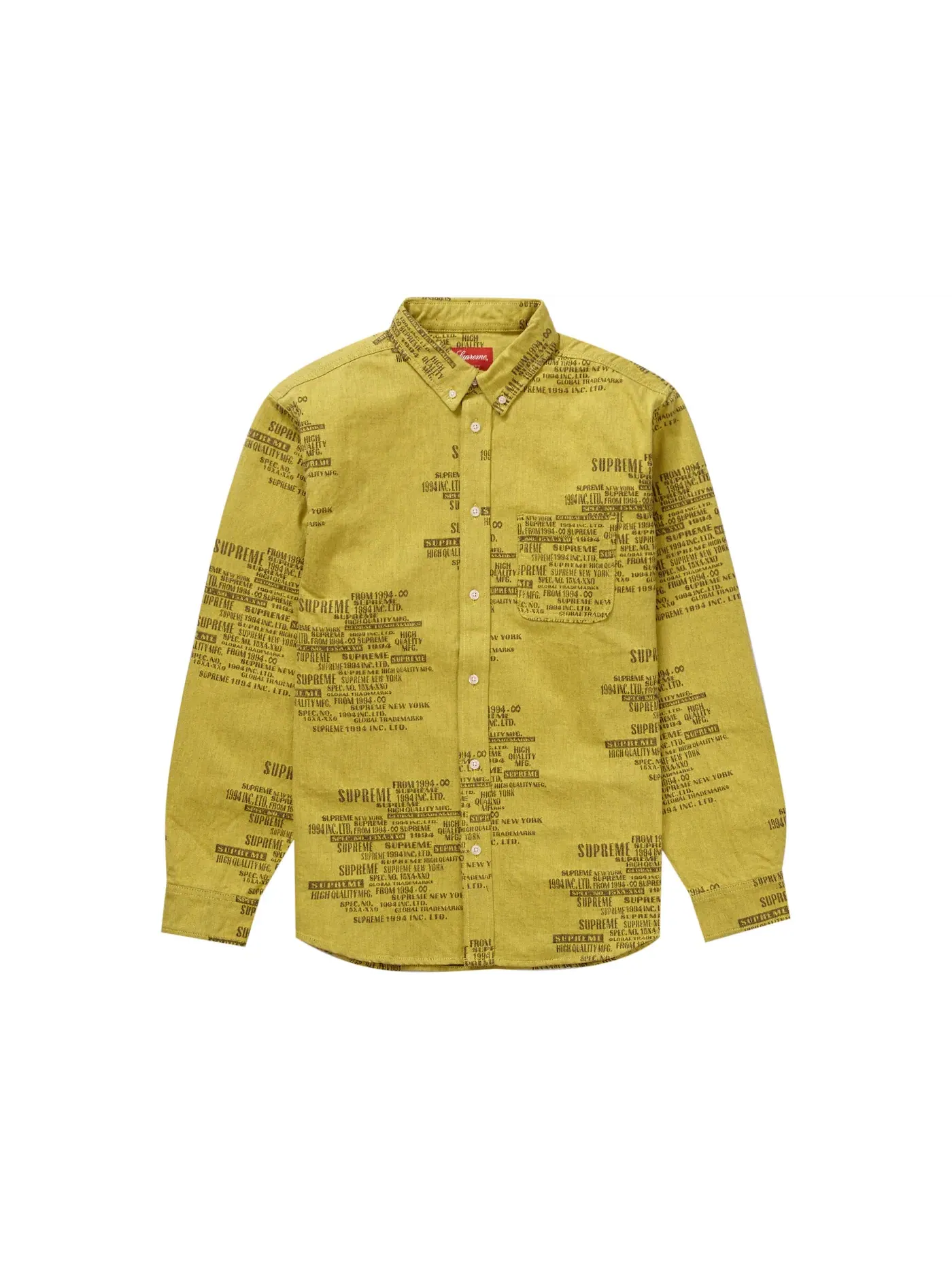 Мужская джинсовая рубашка с принтом Shirt Supreme — изображение 1 из 2, желтый