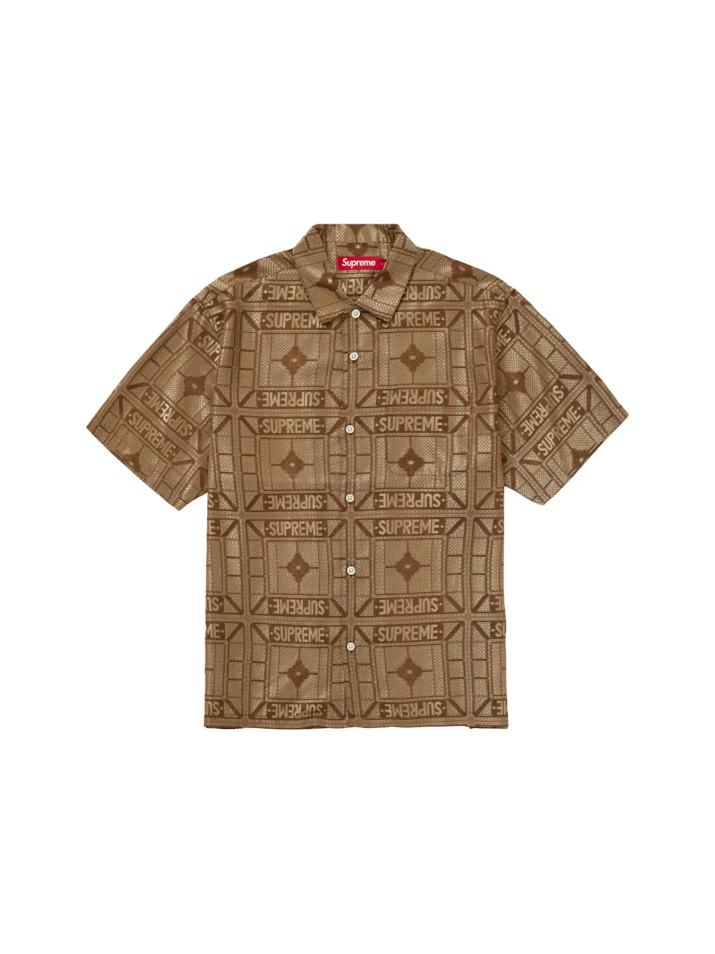 Мужская рубашка с коротким рукавом из жаккарда Supreme — изображение 1 из 2, бежевый