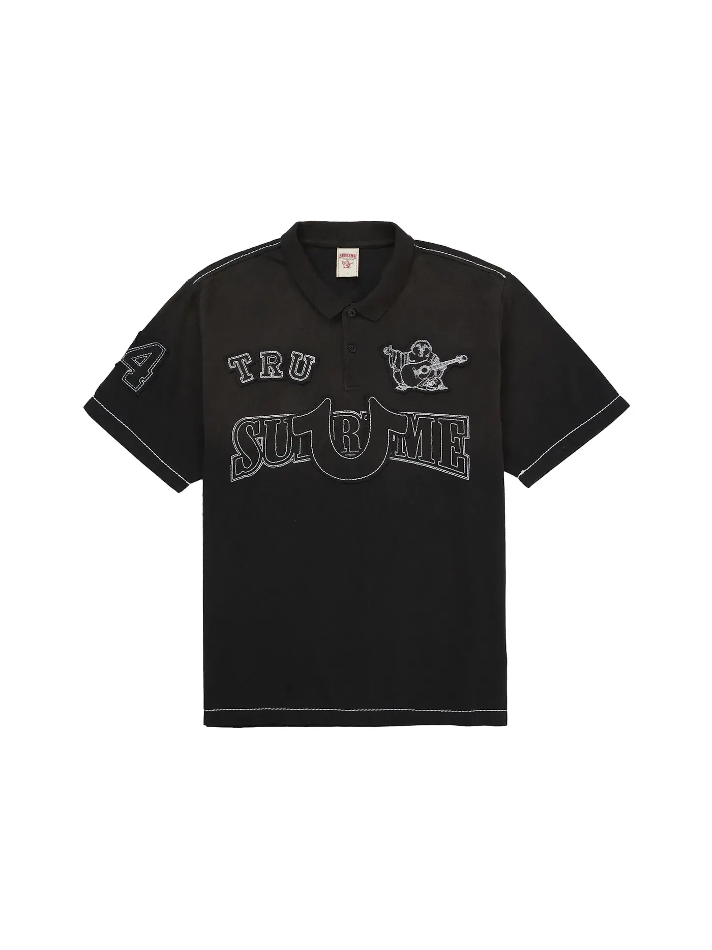 Мужское поло с аппликацией Supreme True Religion Polo Black — изображение 1 из 2, черный