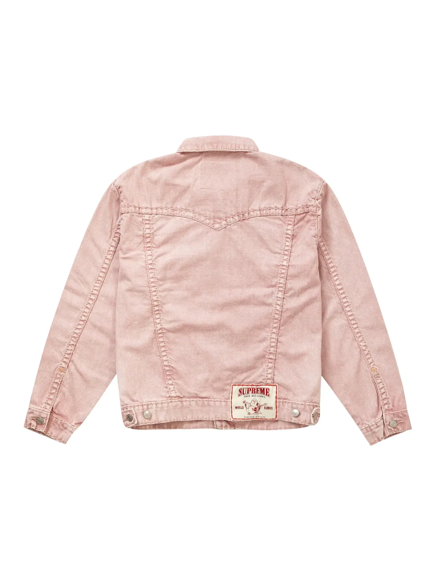 Мужская джинсовая куртка с принтом True Religion Supreme — изображение 2 из 2, розовый