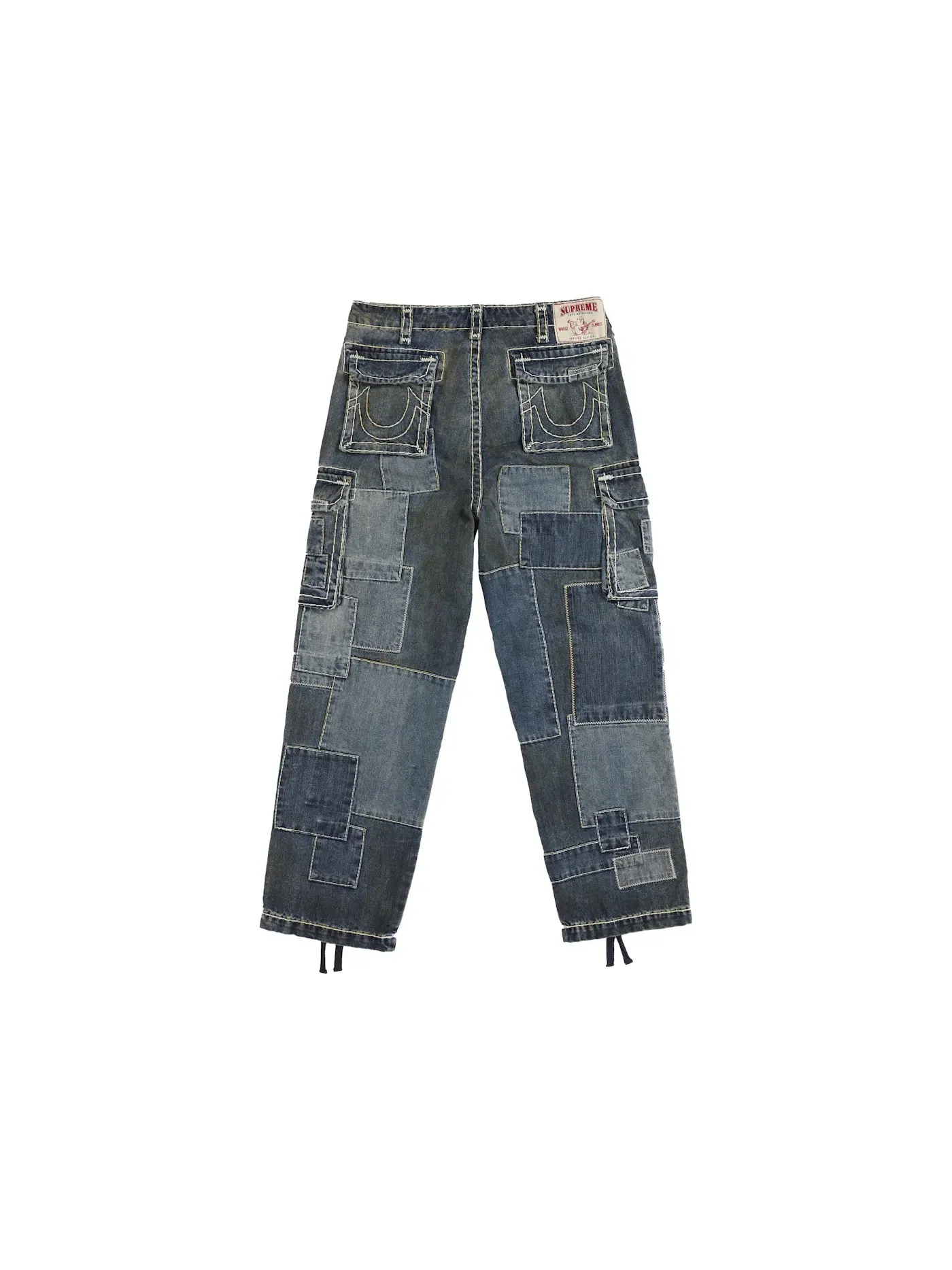 Мужские джинсовые карго-брюки с заплатками Supreme True Religion — изображение 2 из 2, индиго
