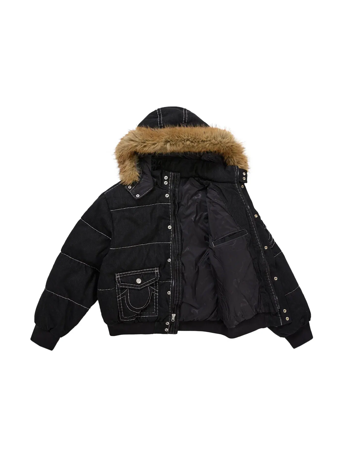 Мужская куртка-пуховик с принтом Supreme True Religion Jacket — изображение 2 из 5, черный