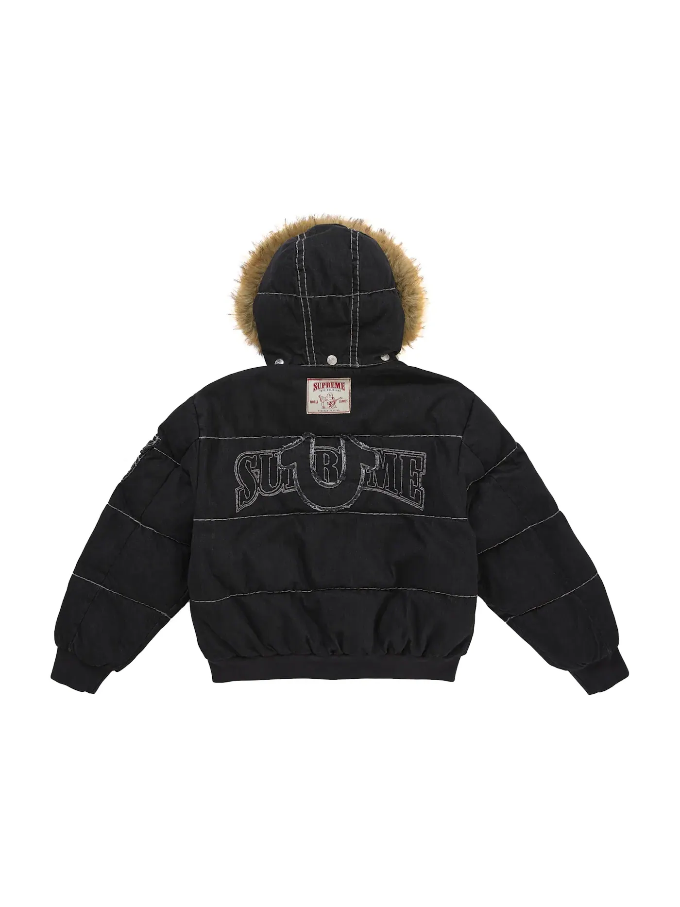 Мужская куртка-пуховик с принтом Supreme True Religion Jacket — изображение 3 из 5, черный