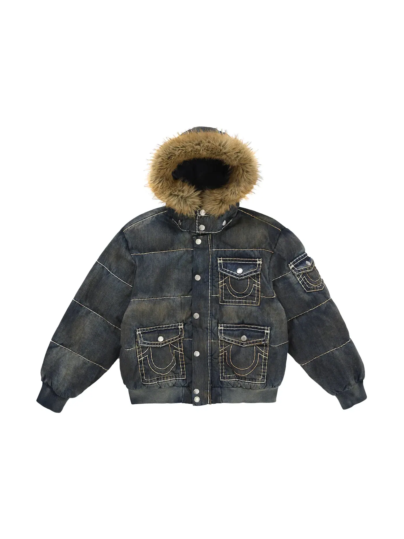Мужская пуховая куртка с квилтингом Supreme True Religion Navy — изображение 1 из 5, индиго