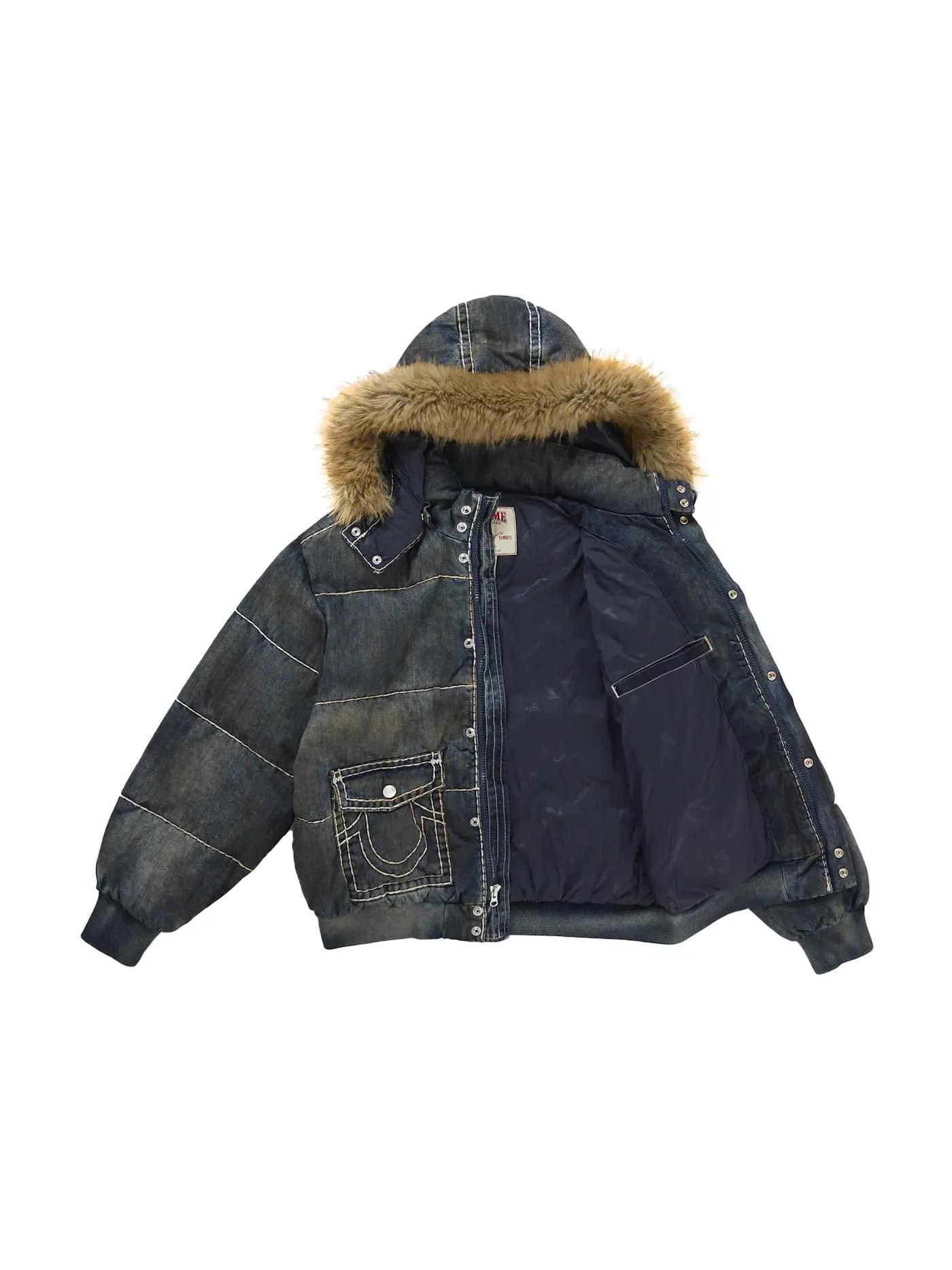 Мужская пуховая куртка с квилтингом Supreme True Religion Navy — изображение 2 из 5, индиго